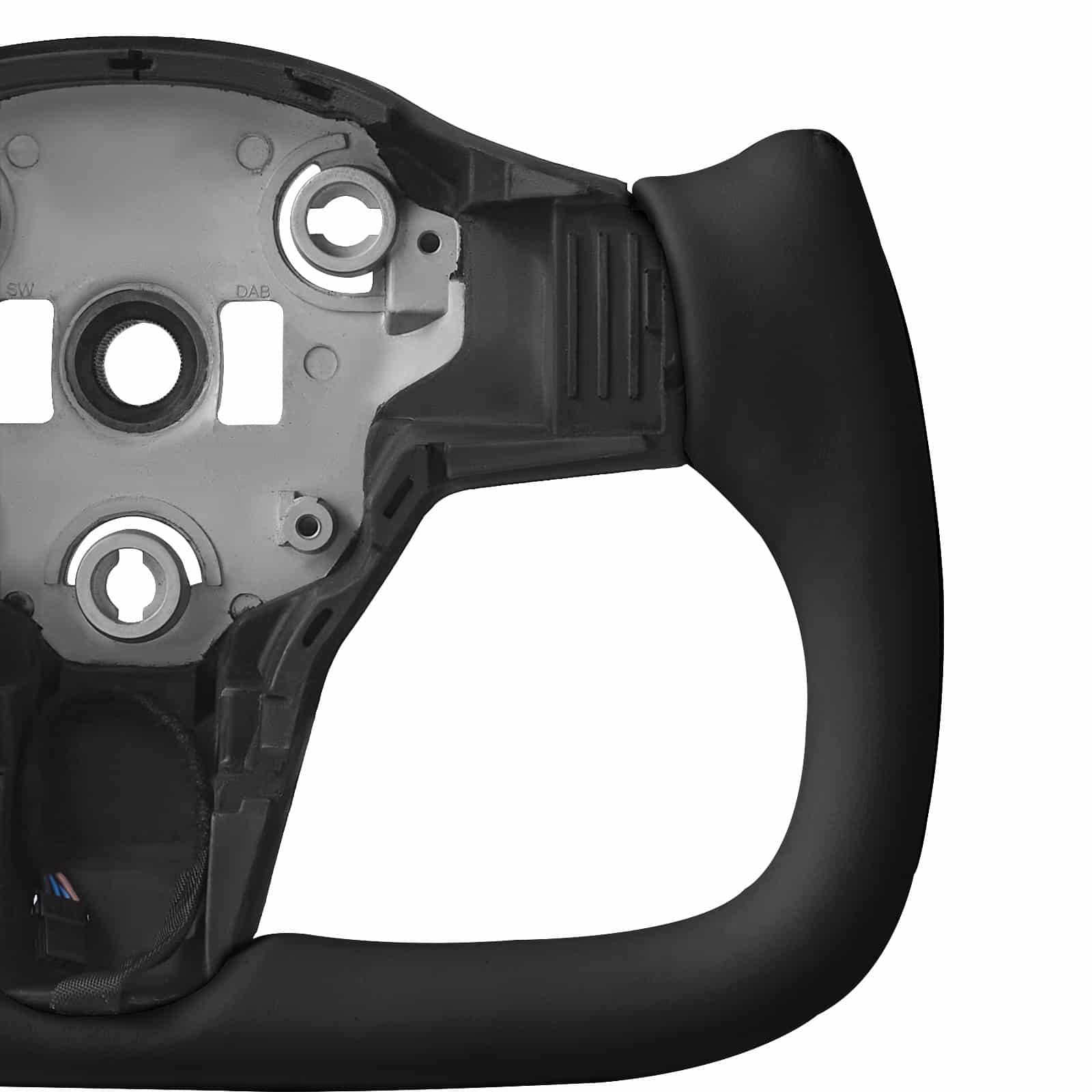 Heated Carbon Fiber Steering Wheel for Tesla Model 3 (2016–2023), D-Shape, Leather Grip, Flat-Bottom, Black - Зображення 11