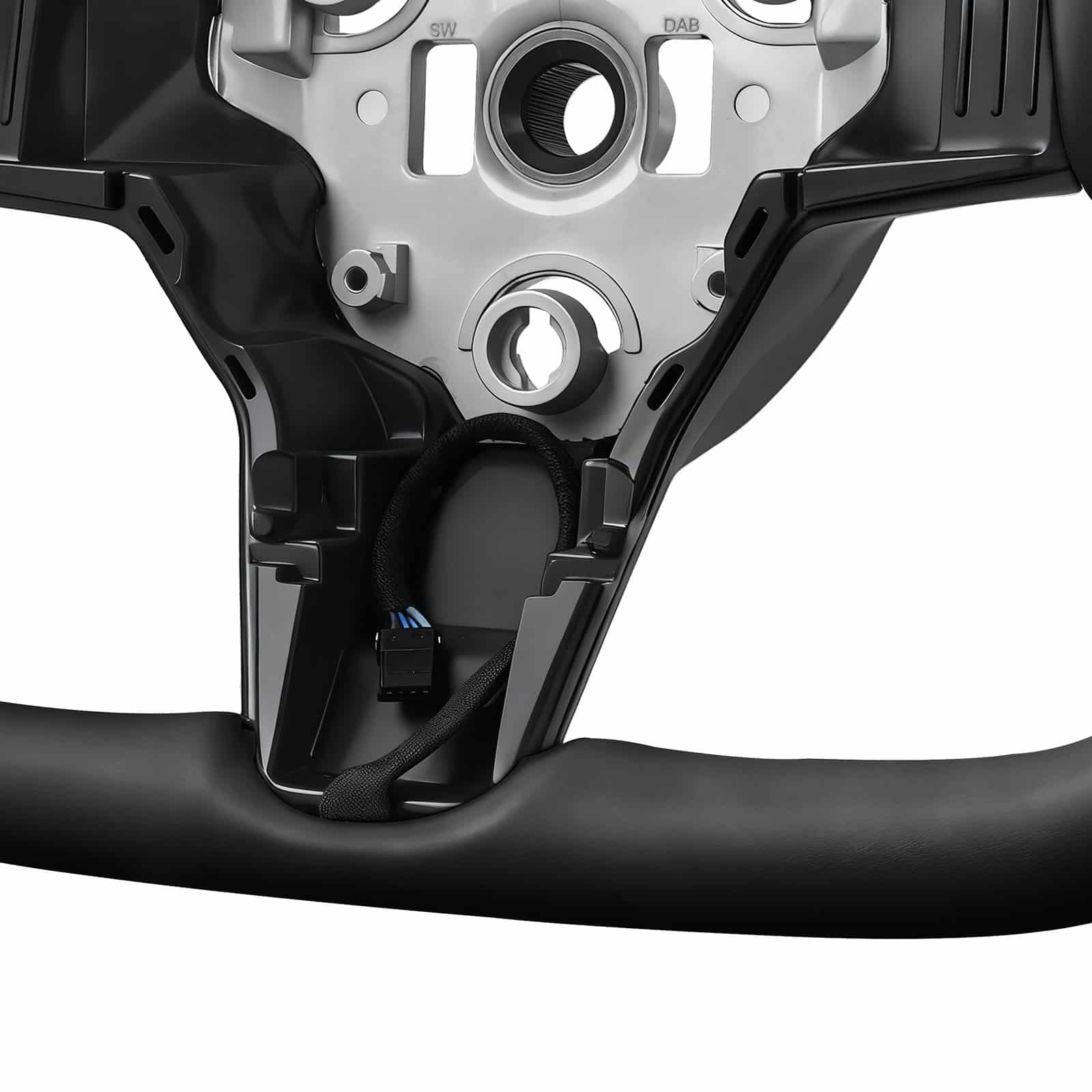 Heated Carbon Fiber Steering Wheel for Tesla Model 3 (2016–2023), D-Shape, Leather Grip, Flat-Bottom, Black - Зображення 12