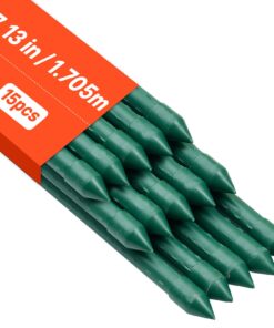 VEVOR 15-Pack Металлические садовые колья с пластиковым покрытием толщиной 1705 мм для альпинистских растений и помидоров с заостренными концами и противоскользящими выступами