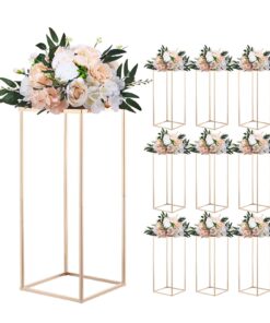 VEVOR 10шт 60см золотые металлические свадебные подставки для цветов, прямоугольные декоративные стойки для праздников, дома