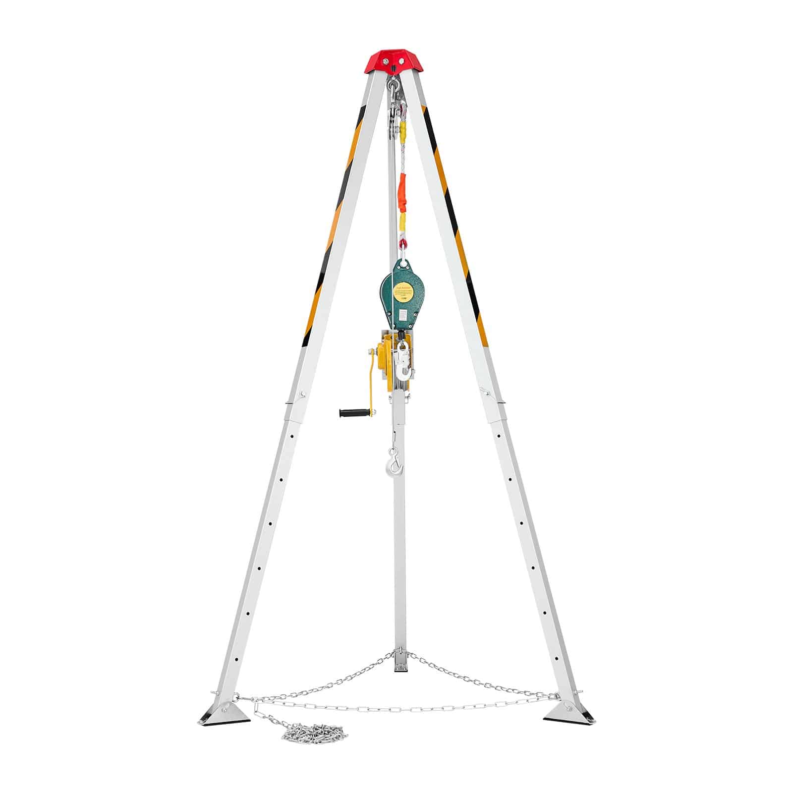 VEVOR Confined Space Tripod Rescue Kit, 544 kg Winch, 19.8 m Cable, 10 m Fall Protection, Adjustable Legs 1.25 m, Height 1.34–2.15 m — attēls 9