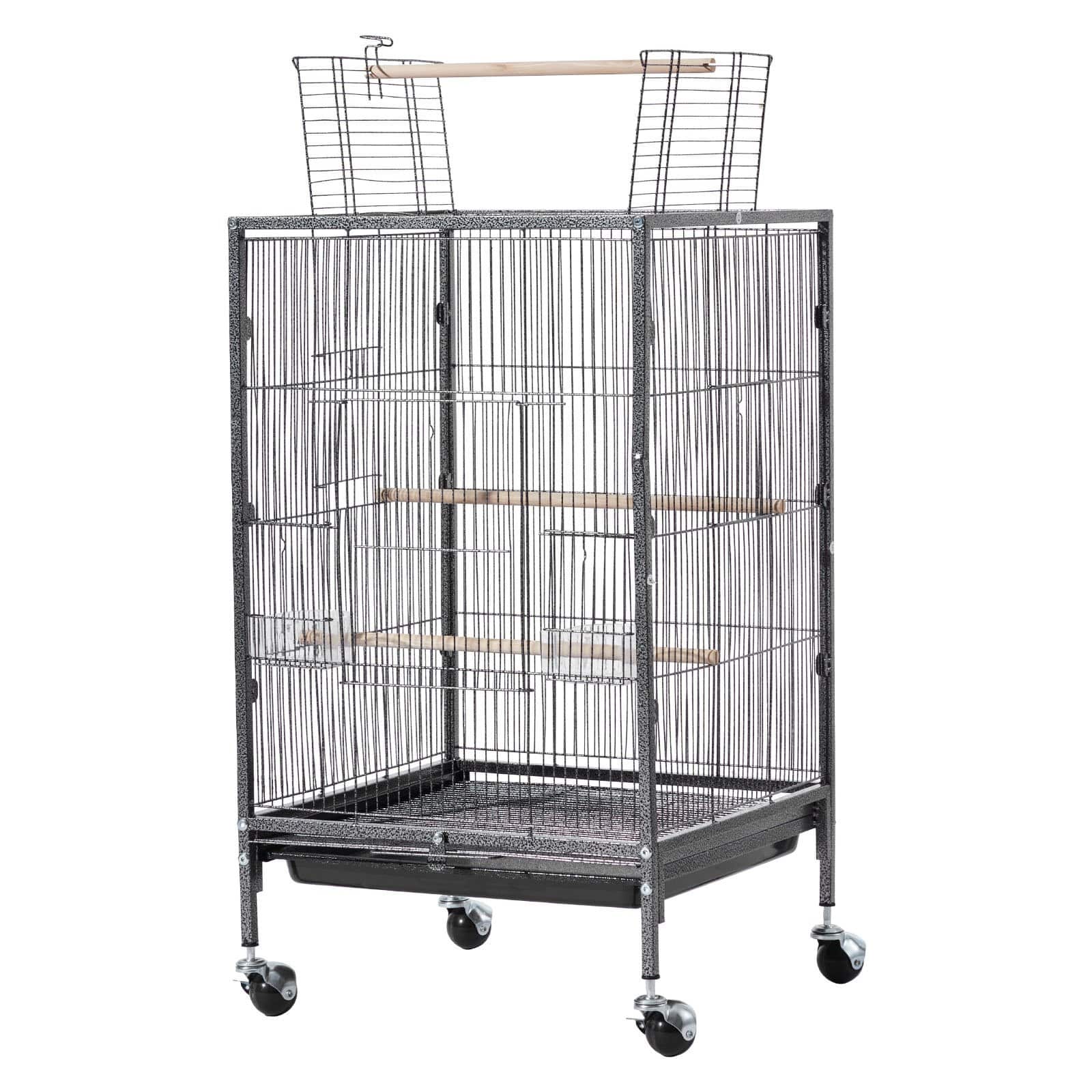 VEVOR Bird Cage 460x460x770 mm, Wrought Iron Flight Cage with Open Top, Perches, Tray, Wheels, for Parrots & Small Birds — изображение 10