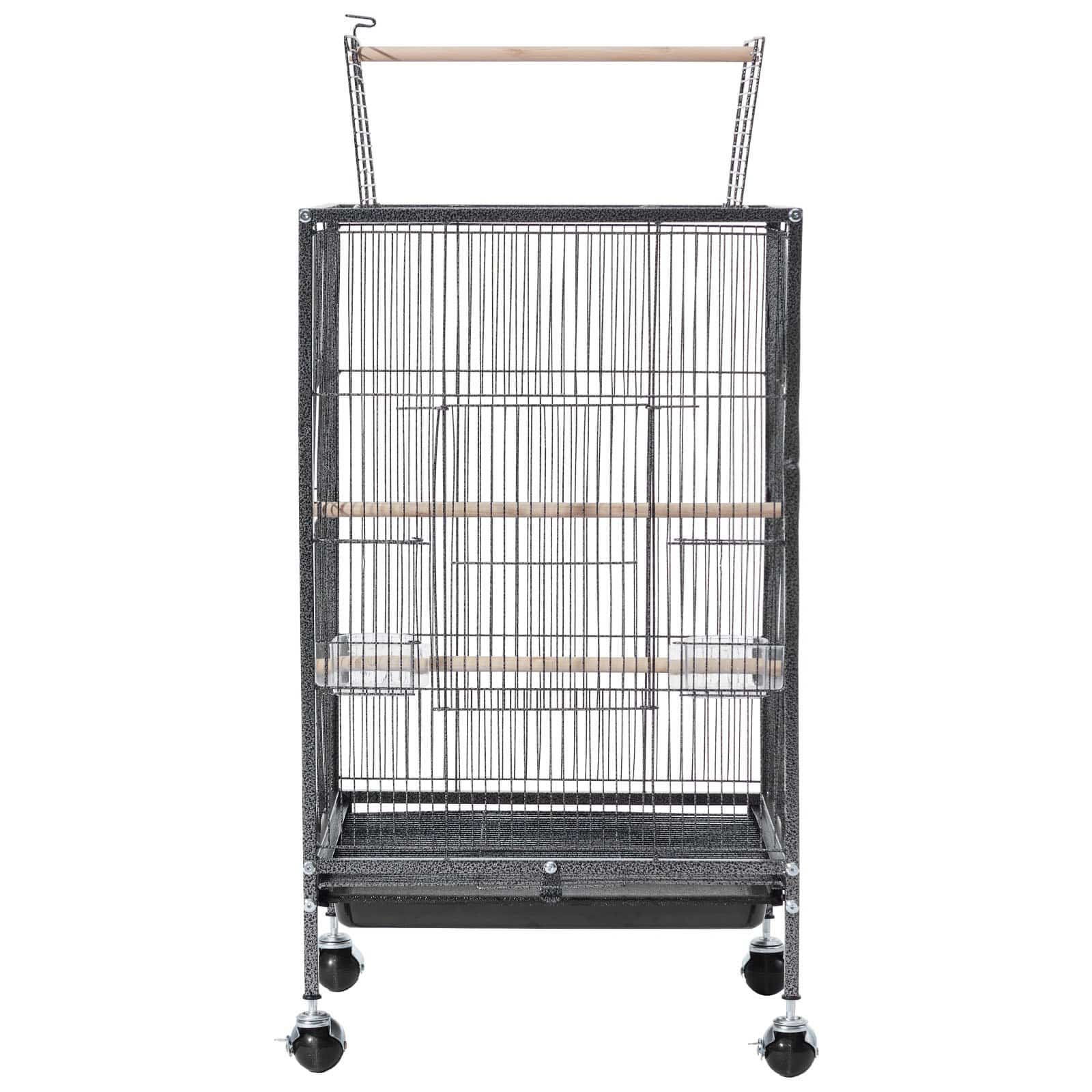 VEVOR Bird Cage 460x460x770 mm, Wrought Iron Flight Cage with Open Top, Perches, Tray, Wheels, for Parrots & Small Birds — изображение 9