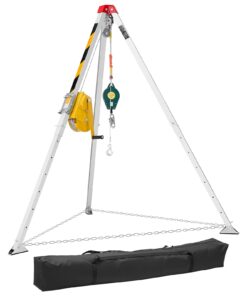VEVOR glābšanas trijkāja komplekts šaurām telpām, 816 kg vinča, 1.25 m kājas, 19.8 m troses, 10 m kritiena aizsardzība, augstums 1.34–2.15 m