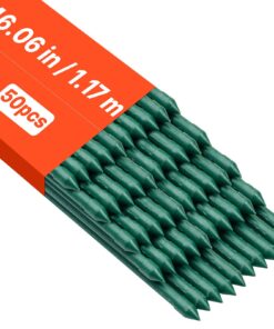 VEVOR Garden Stakes 50 Pack (подставные столбы стального завода с полиэтиленовым покрытием толщиной 1170 мм с заостренными концами и противоскользящими устройствами для альпинистских растений