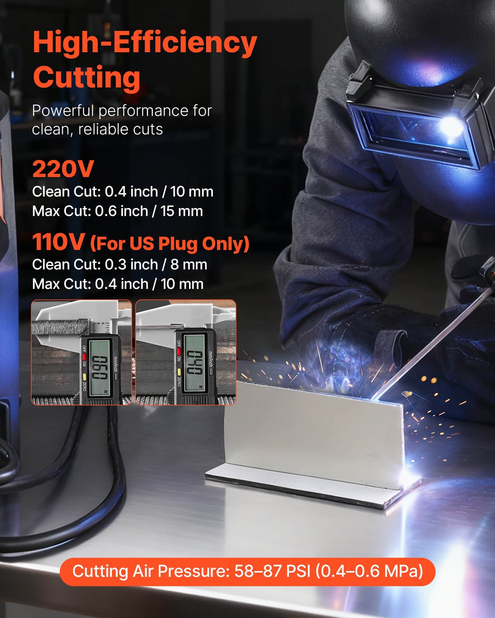 VEVOR 3-in-1 Plasma Cutter Welder Combo 220V – 50A Plasma Cutter & 200A TIG/MMA Welder with LED Display, for Metalwork — attēls 3