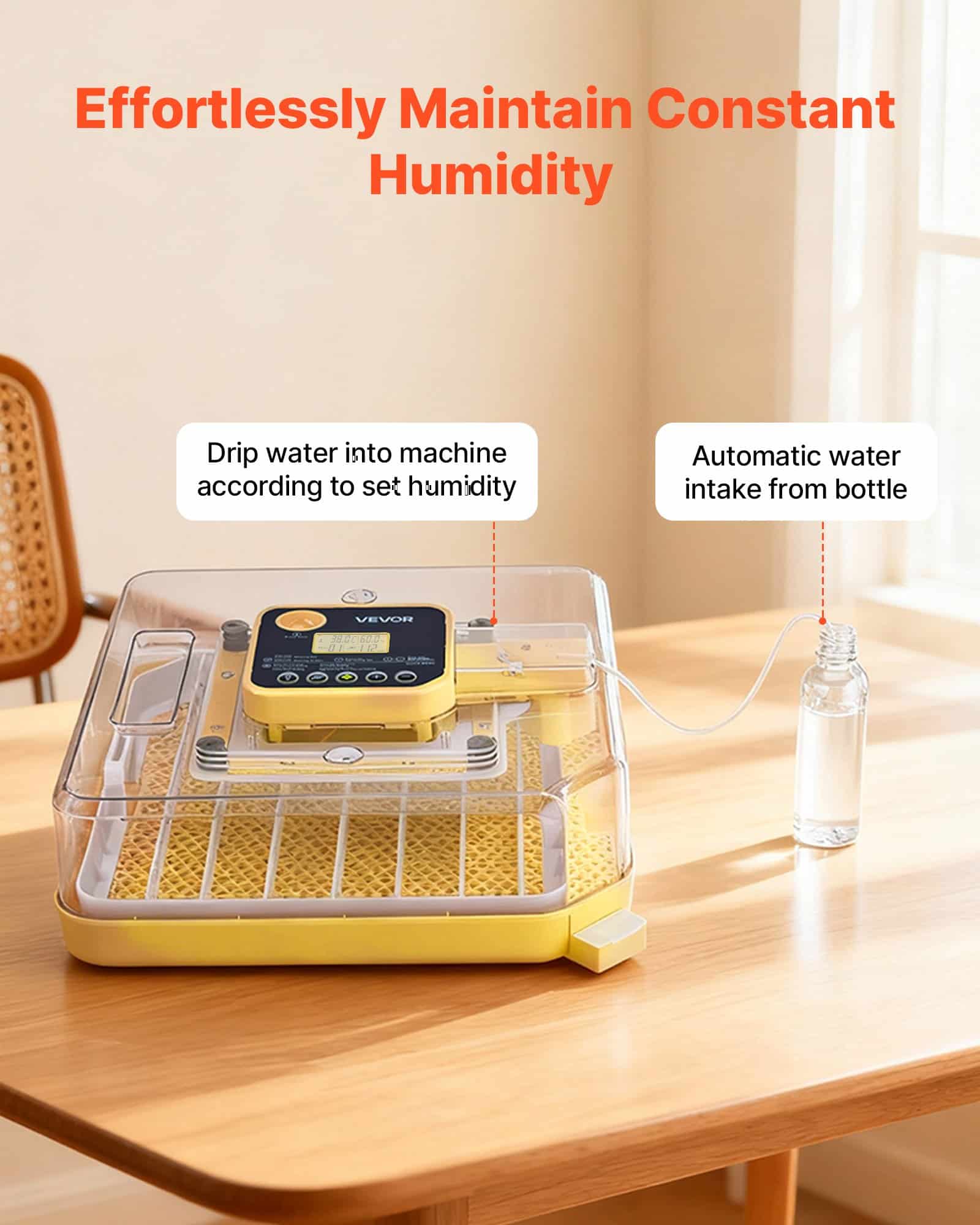 VEVOR Automatic 48 Egg Incubator with LED Candler, Auto Turning, Temp & Humidity Control, for Chicken, Duck, Goose, Quail Eggs - Image 3