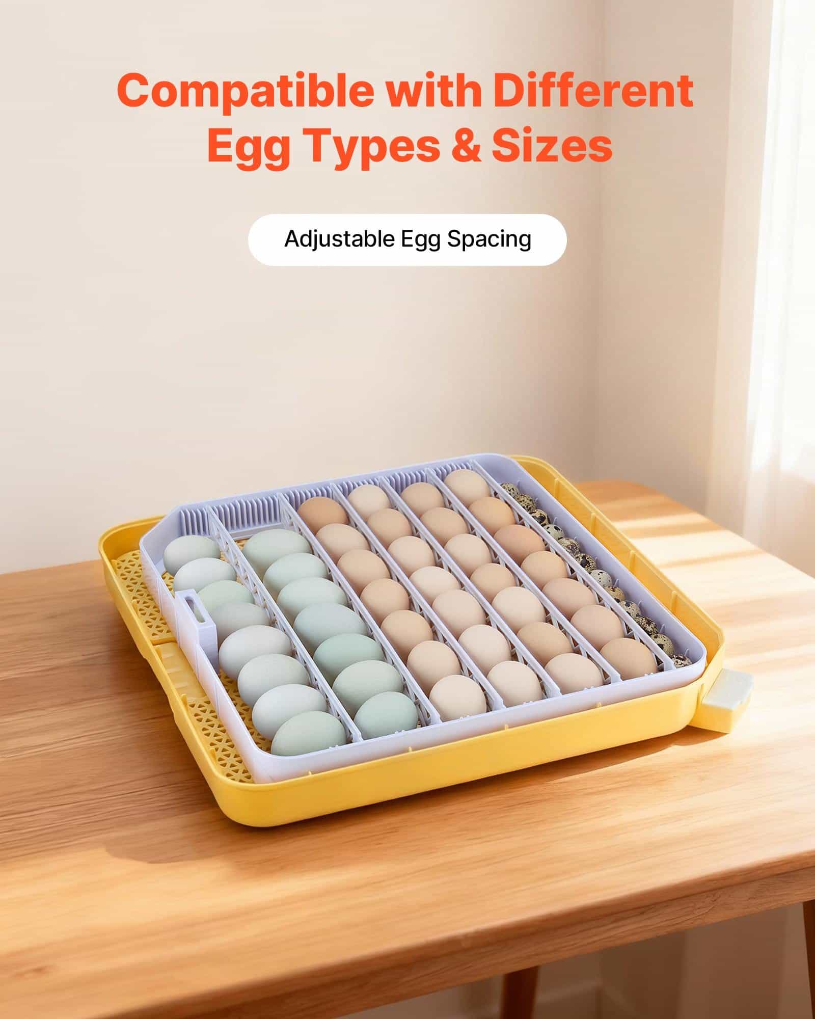 VEVOR Automatic 48 Egg Incubator with LED Candler, Auto Turning, Temp & Humidity Control, for Chicken, Duck, Goose, Quail Eggs - Image 6