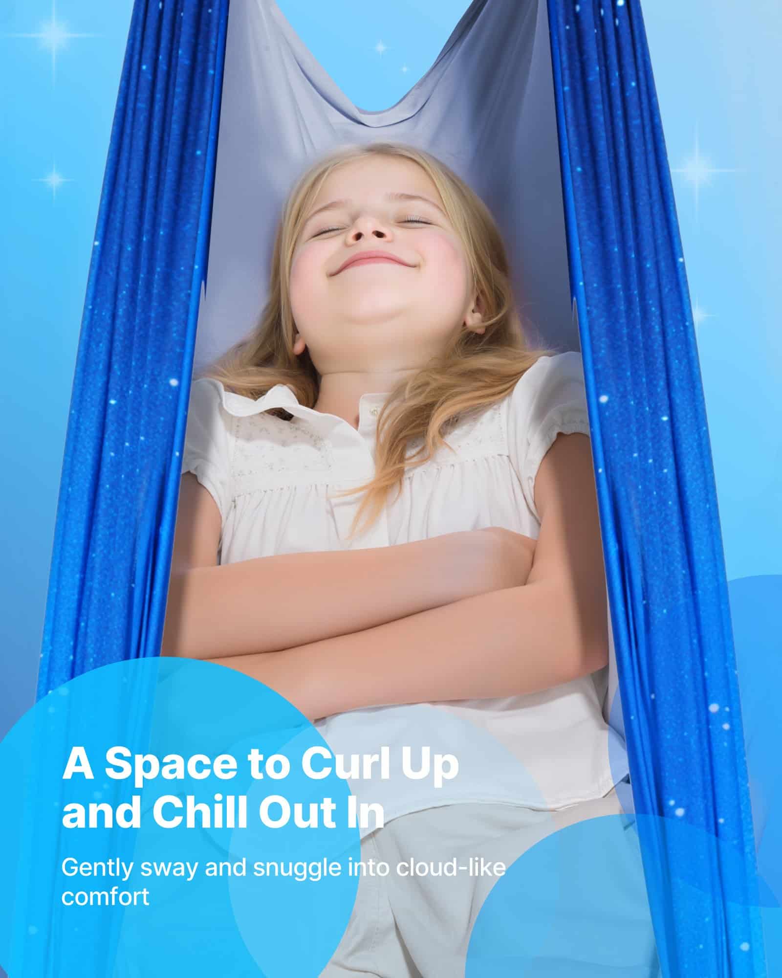 VEVOR Double-Layer Sensory Swing for Kids, 150x150cm, Indoor/Outdoor Therapy Hammock with 360° Swivel, Holds up to 136kg — Attēls 2