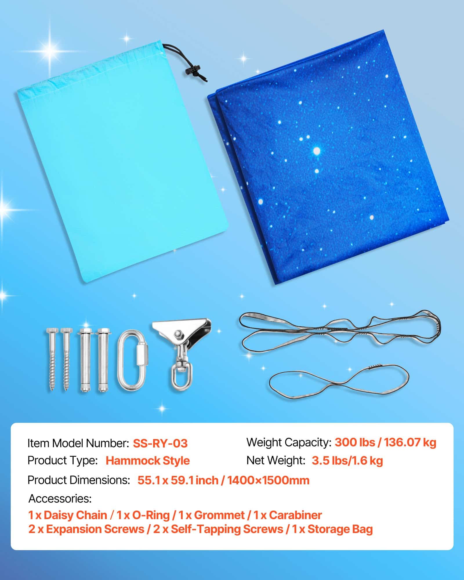 VEVOR Double-Layer Sensory Swing for Kids, 150x150cm, Indoor/Outdoor Therapy Hammock with 360° Swivel, Holds up to 136kg — Attēls 7