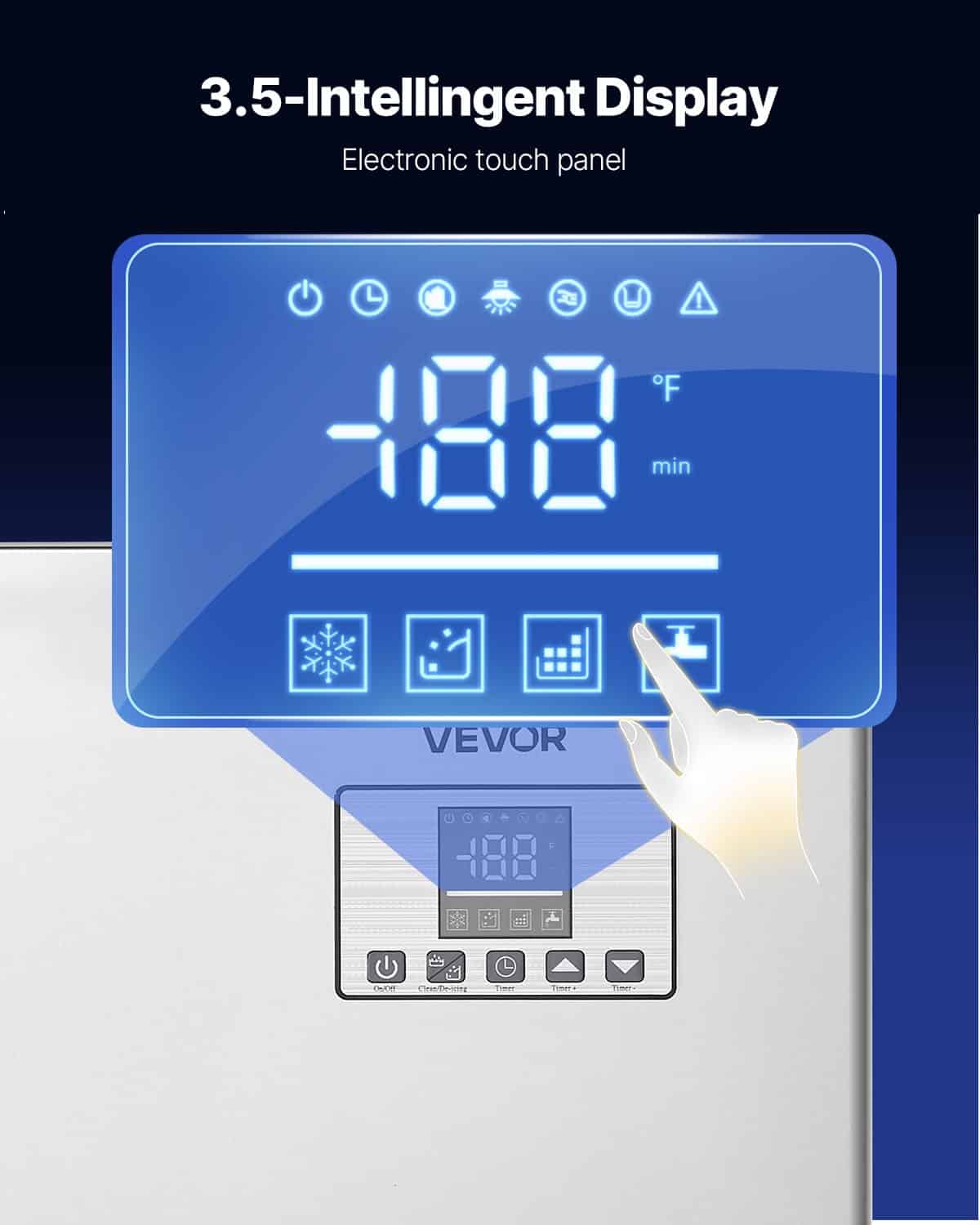 VEVOR Commercial Ice Maker 181kg/24h with 136kg Storage Bin, Auto Clean, Touchscreen Control for Bar, Cafe, Restaurant Use — изображение 5