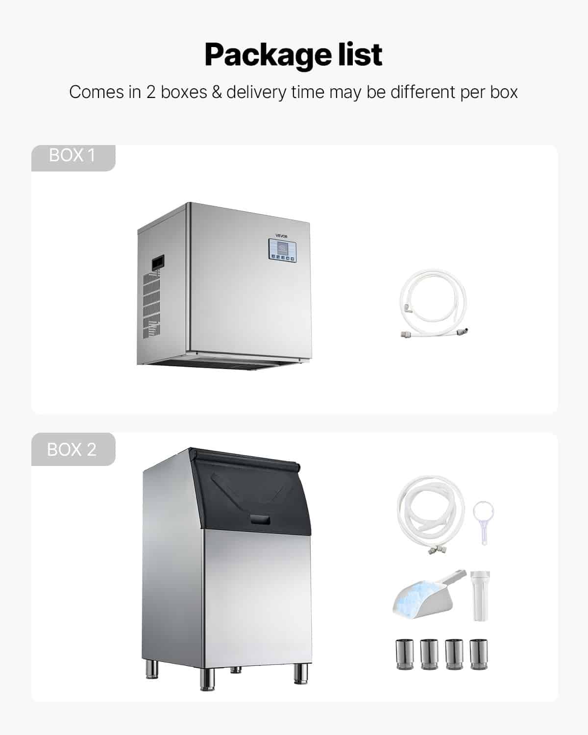 VEVOR Commercial Ice Maker 181kg/24h with 136kg Storage Bin, Auto Clean, Touchscreen Control for Bar, Cafe, Restaurant Use — изображение 7