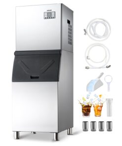 VEVOR Kommertslik Jäämasin 181kg/24h, 136kg Mahutavusega, Isepuhastuv, Puuteekraan Baaridele, Kohvikutele, Restoranidele