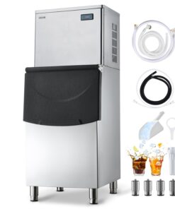 VEVOR Kaubanduslik Jäämasin 204kg/24h, 113kg Mahutavus, Isepuhastuv Puuteekraaniga Baaridele, Kohvikutele, Restoranidele