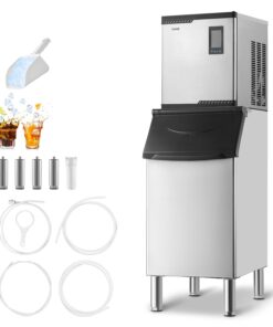VEVOR Kaubanduslik Jäämasin 136kg/24h, 136kg Mahutavus, Isepuhastuv, Puutetundlik Juhtpaneel Baaridele, Kohvikutele, Restoranidele
