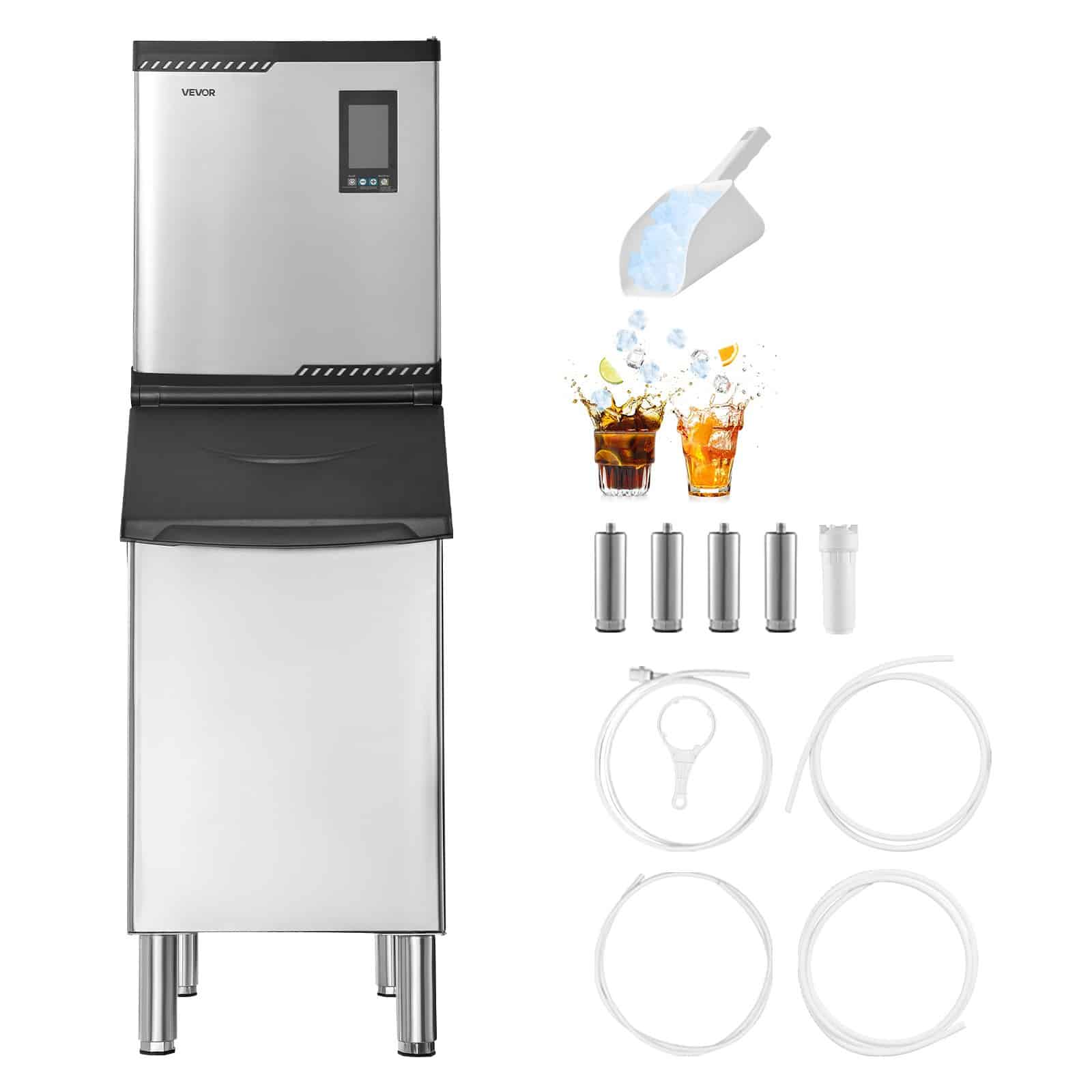 VEVOR Commercial Ice Maker 136kg/24h with 136kg Storage Bin, Self-Cleaning, Touchscreen Control for Bar, Café, Restaurant — изображение 9