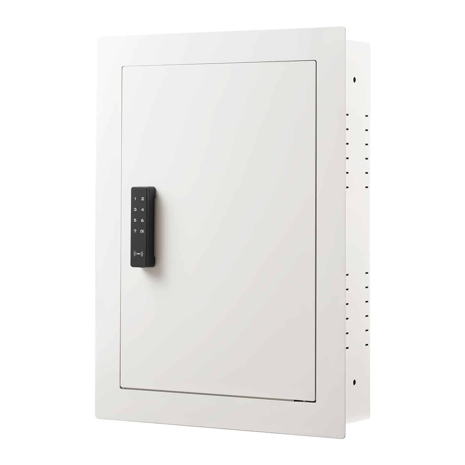 VEVOR Wall Safe 0.08 m², Hidden 3-Tier Safe with Password, Key & Knob Lock, Steel In-Wall Box with Adjustable Shelves, White — Attēls 11