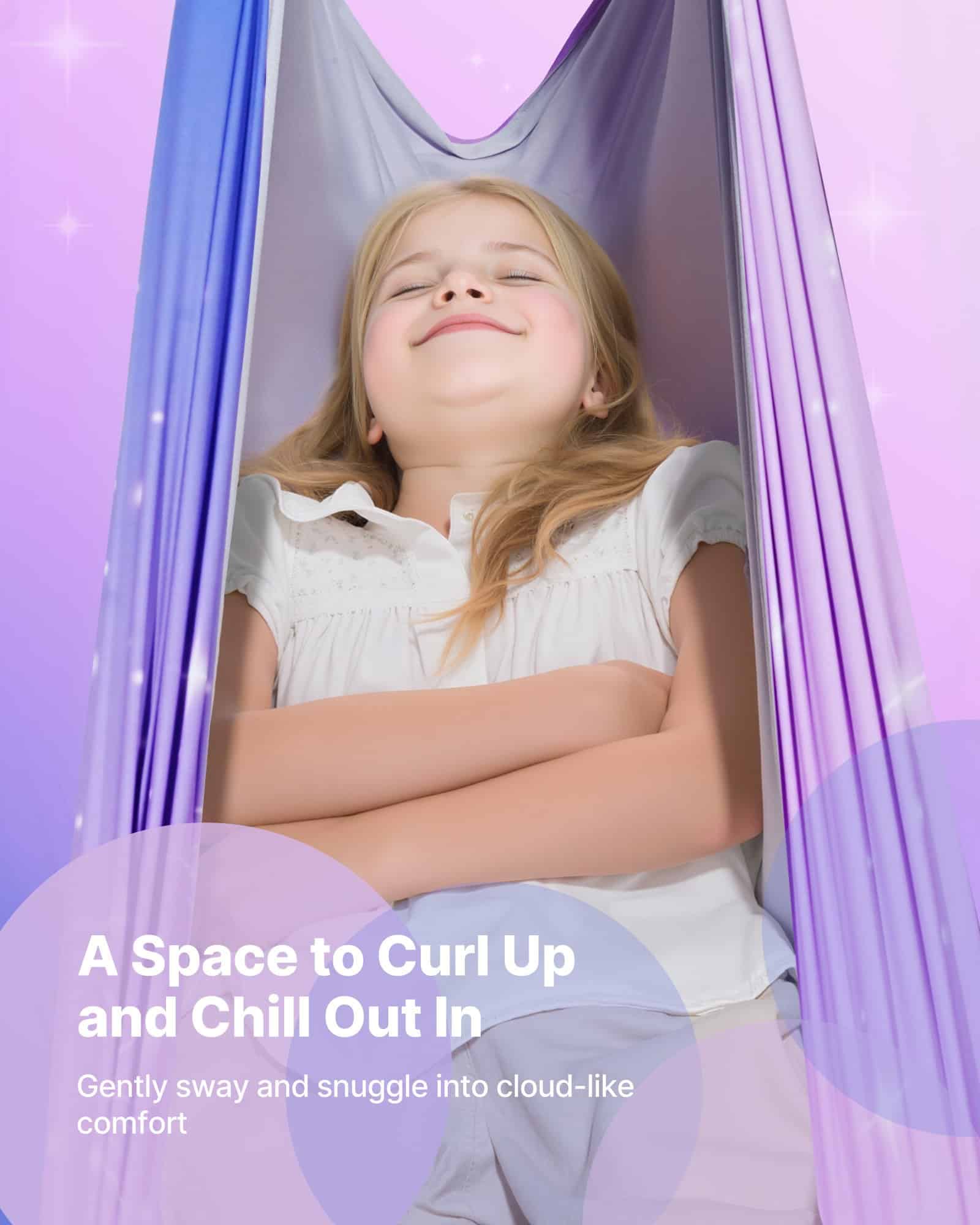 VEVOR Sensory Swing for Kids, Double-Layer Spandex Hammock with 360° Swivel, Indoor/Outdoor Therapy Swing, 136 kg Capacity — Attēls 2