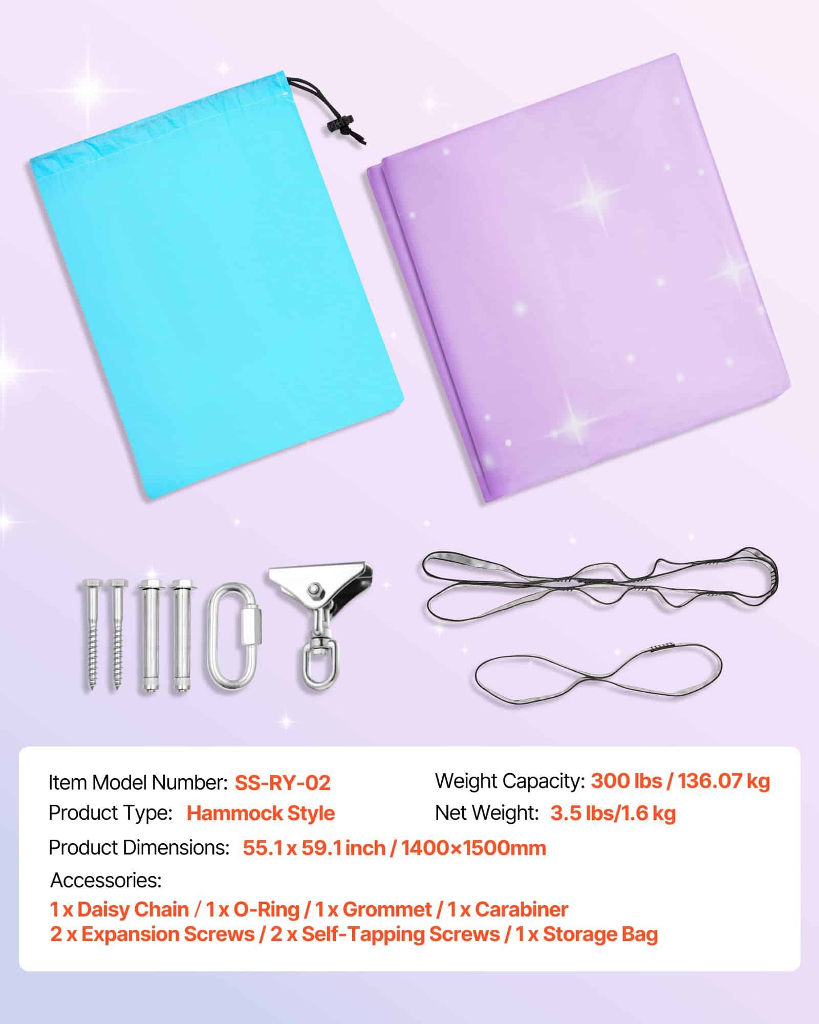 VEVOR Sensory Swing for Kids, Double-Layer Spandex Hammock with 360° Swivel, Indoor/Outdoor Therapy Swing, 136 kg Capacity — Attēls 7