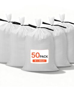 VEVOR 50 Сверхмощные мешки с песком 40x66 см с завязками, разрывным и устойчивым к ультрафиолетовому излучению тканым полипропиленом, 22,6 кг. Емкость для защиты от наводнений