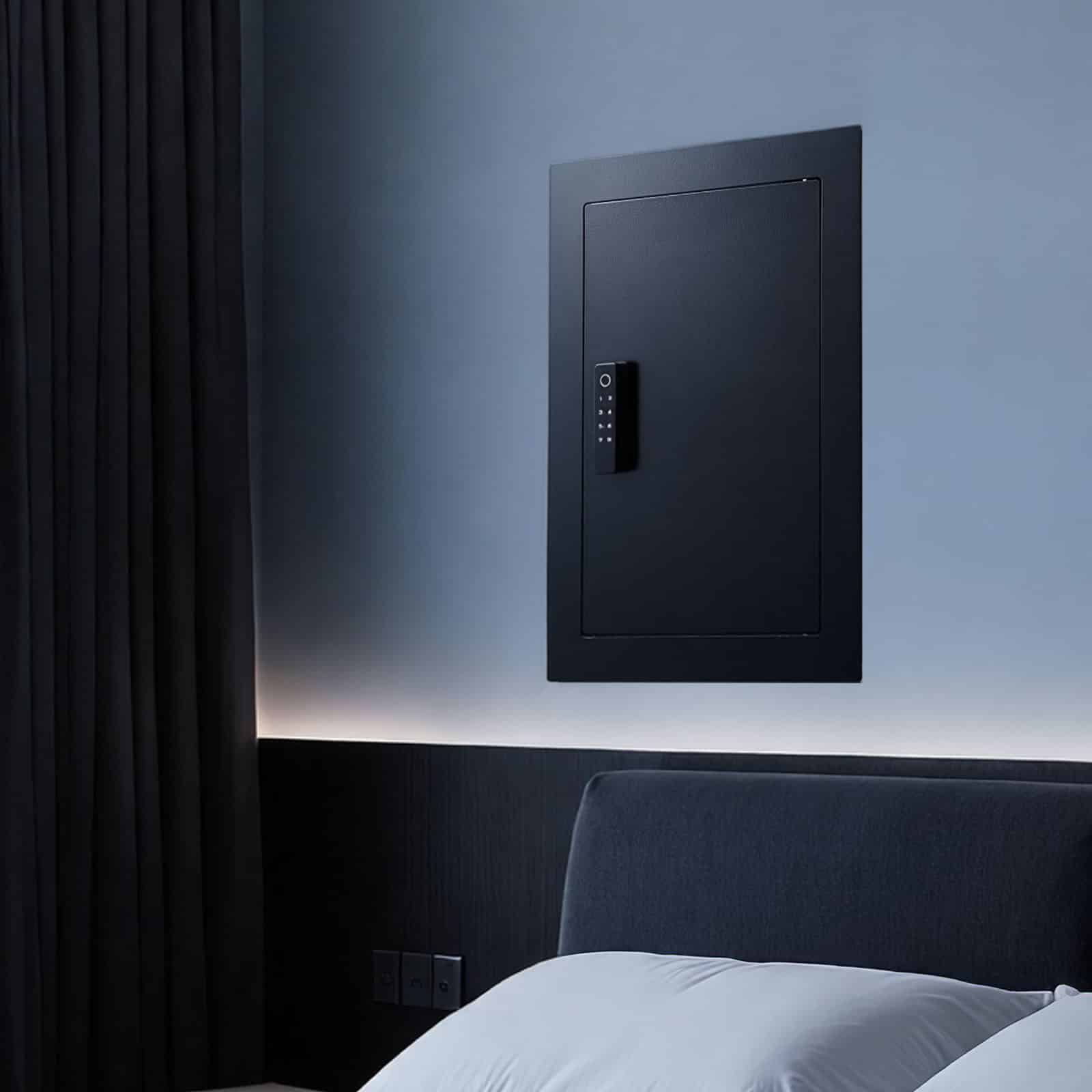 VEVOR 3-Tier Wall Safe with Fingerprint, Password & Key Access, Steel In-Wall Safe with Adjustable Shelves, 98x350x527 mm — Attēls 8