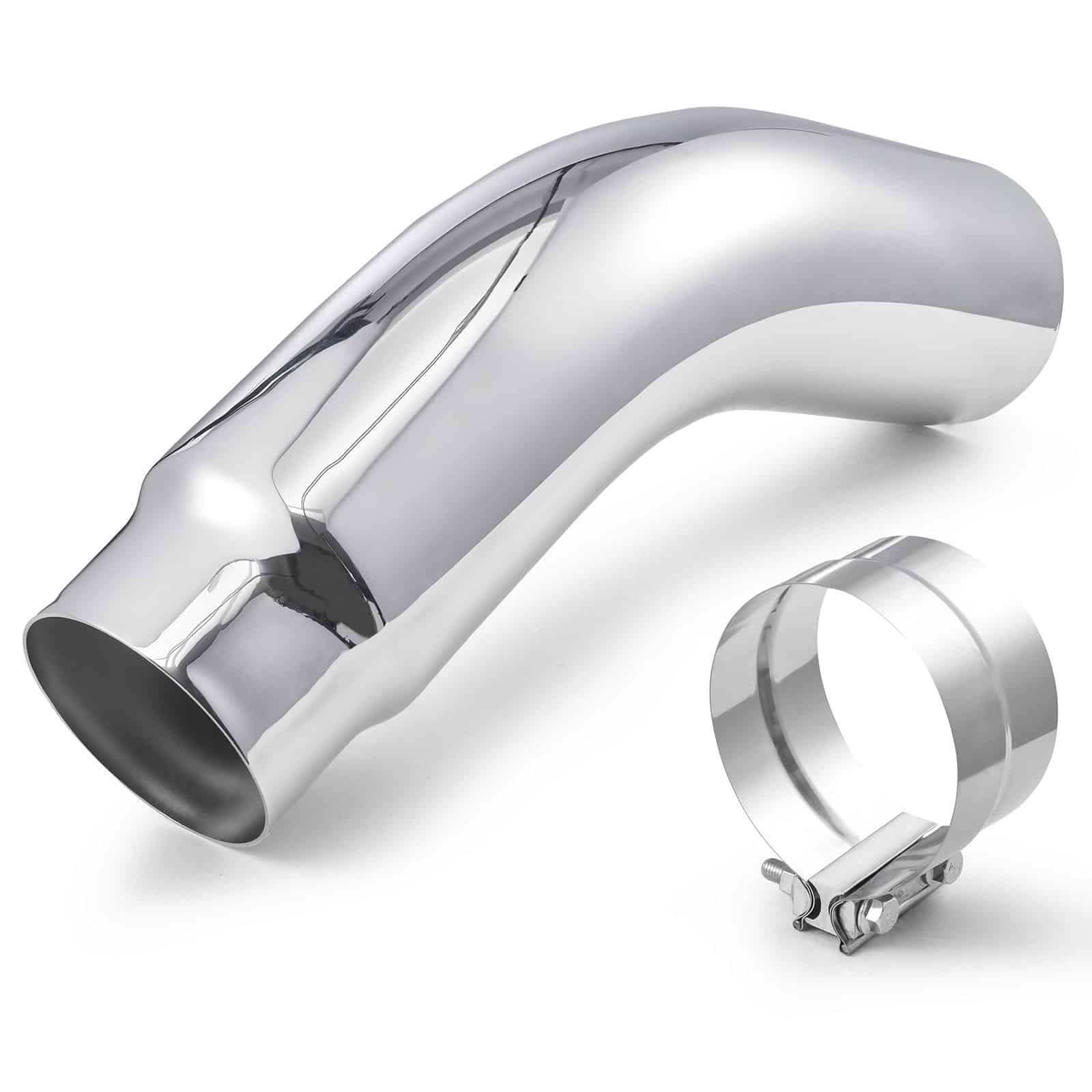 VEVOR Chrome Elbow Exhaust Tip 127mm Inlet 152.4mm Outlet 584mm Length with Clamp for Truck, SUV, Sedan, Sports Car
