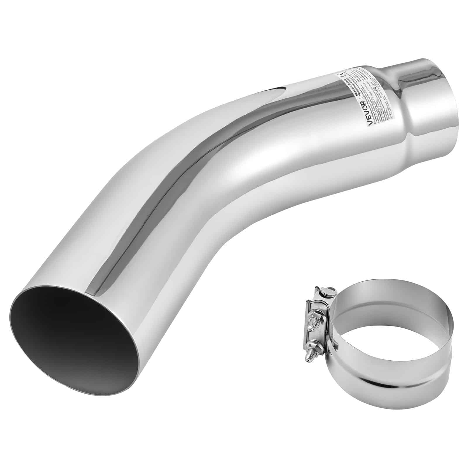 VEVOR Chrome Elbow Exhaust Tip 127mm Inlet 152.4mm Outlet 584mm Length with Clamp for Truck, SUV, Sedan, Sports Car - Image 11
