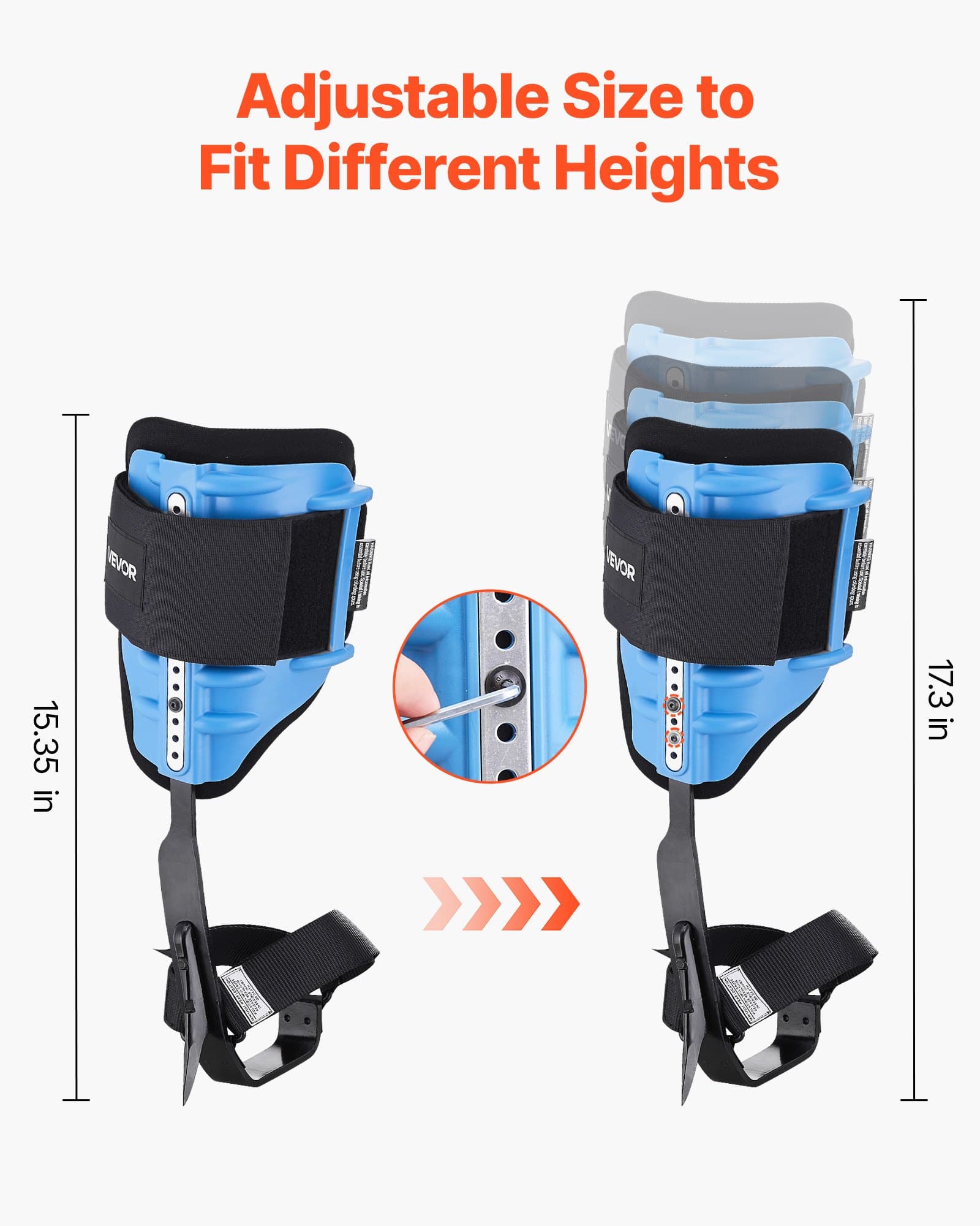 VEVOR Tree Climbing Spikes with Adjustable Height, EVA Padding, Straps, 159 kg Load, Steel Spurs for Arborists, Fruit Picking, Hunting — attēls 6