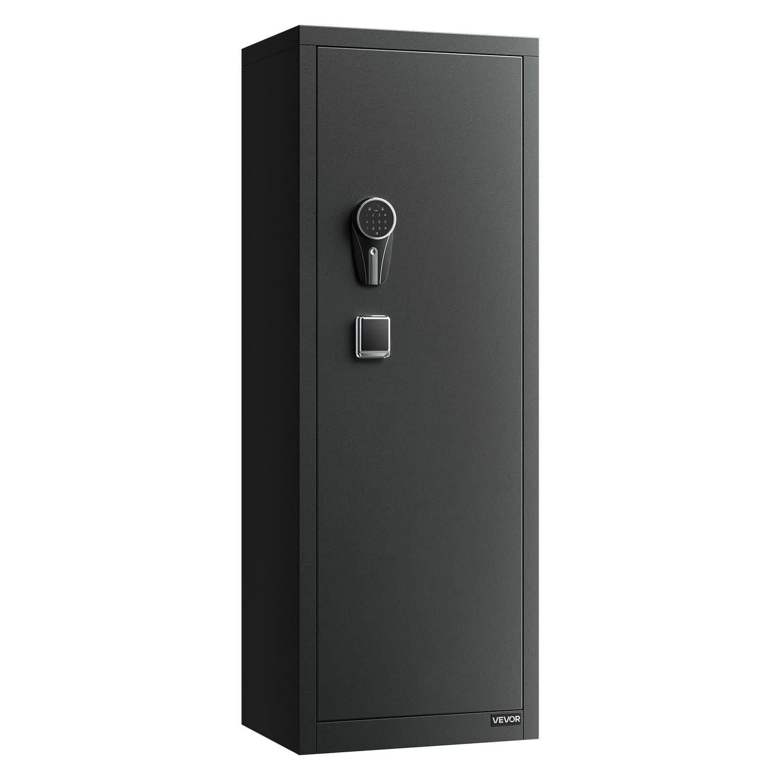 VEVOR 8–10 Rifle Gun Safe, Steel Long Gun Cabinet with Fingerprint & Digital Lock, 3 Pistol Pouches, LED, Alarm & Adjustable Racks — Attēls 12