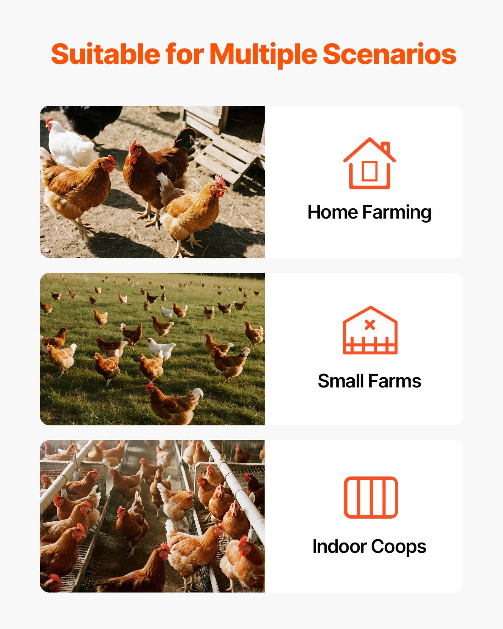 VEVOR Automatic Chicken Feeder, 13.6 kg, 6-Port No-Waste Gravity Feeder, Adjustable Height, Lock Lid, Metal for Poultry - Image 6