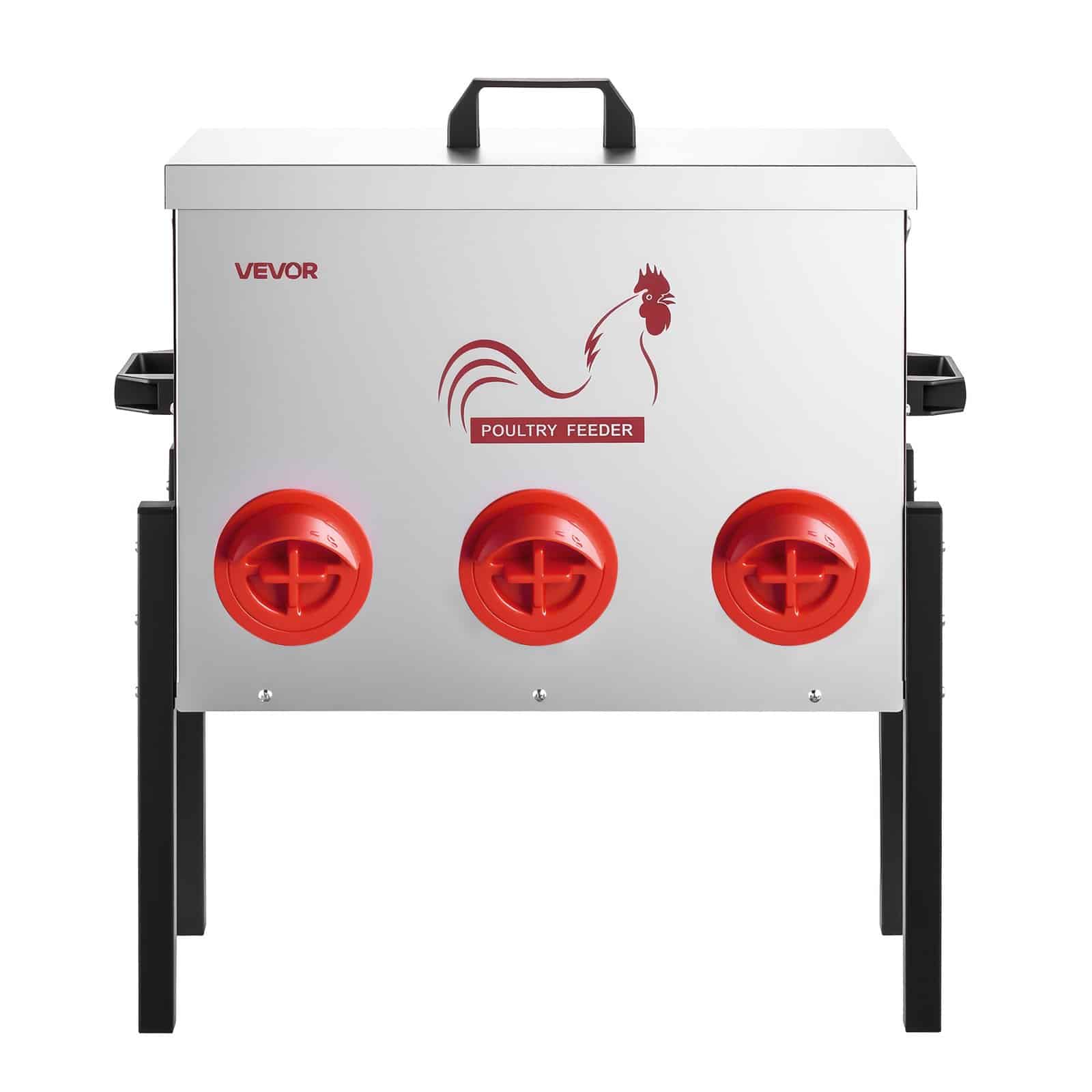 VEVOR Automatic Chicken Feeder, 13.6 kg, 6-Port No-Waste Gravity Feeder, Adjustable Height, Lock Lid, Metal for Poultry - Image 10