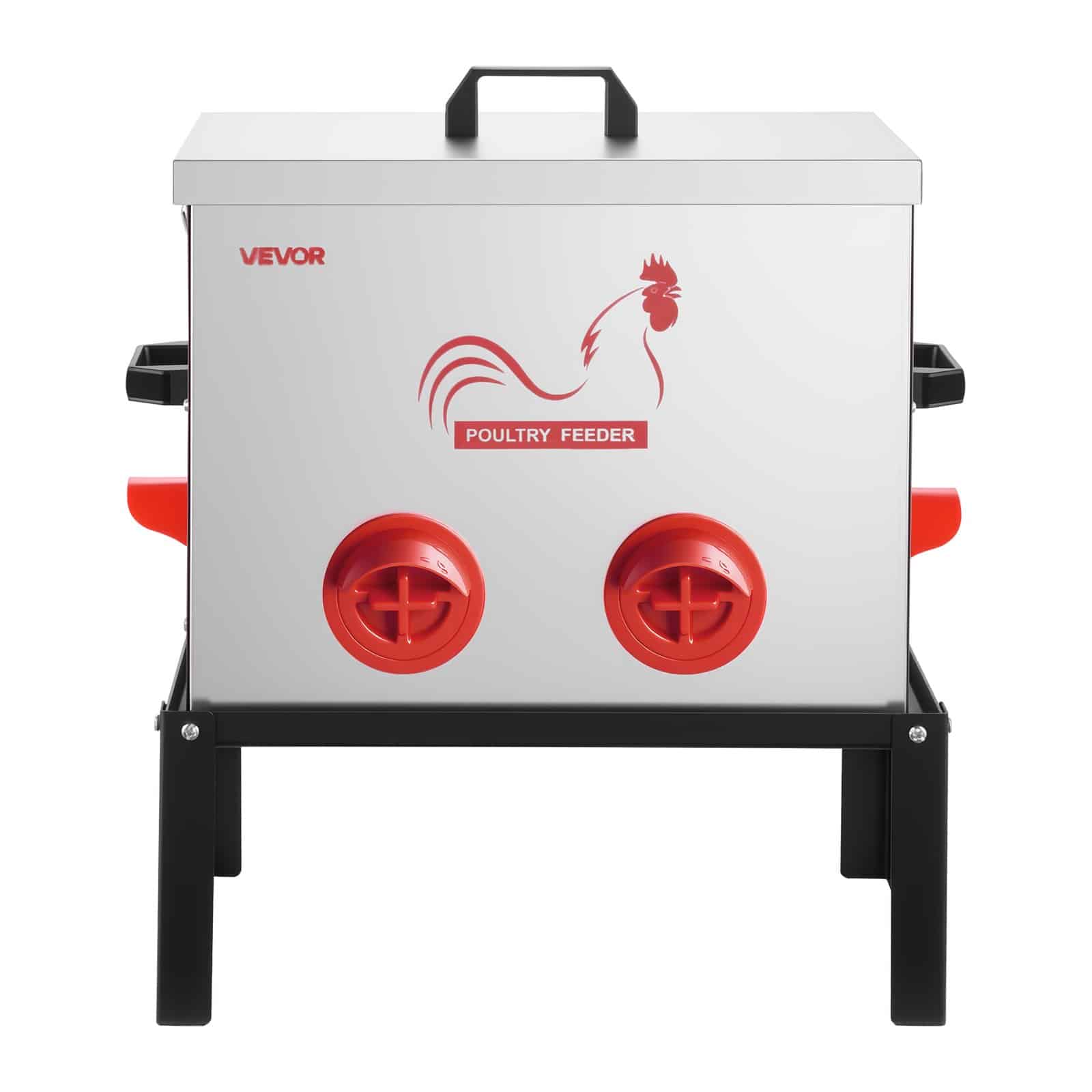 VEVOR Automatic Chicken Feeder, 18.14 kg, 6 No-Waste Ports, Waterproof Metal Poultry Feeder with Handle & Divider - Image 10