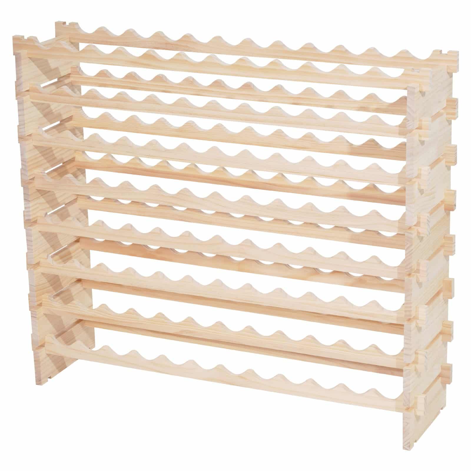 VEVOR 96-Bottle 8-Tier Stackable Pine Wine Rack, Freestanding Modular Holder for Pinot Noir, Kitchen/Bar/Cellar Storage, Natural - Image 10