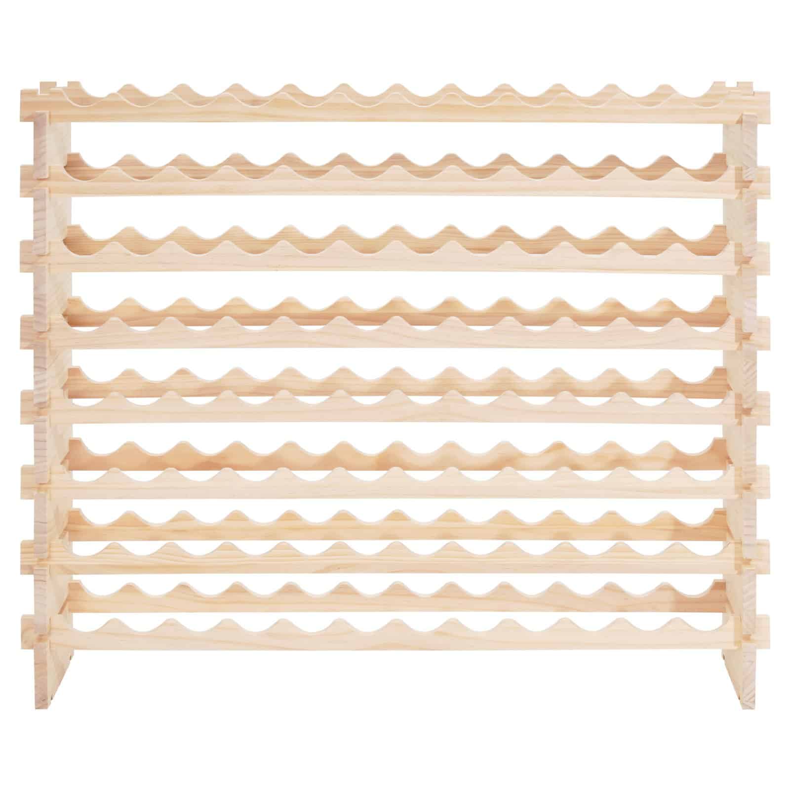 VEVOR 96-Bottle 8-Tier Stackable Pine Wine Rack, Freestanding Modular Holder for Pinot Noir, Kitchen/Bar/Cellar Storage, Natural - Image 11