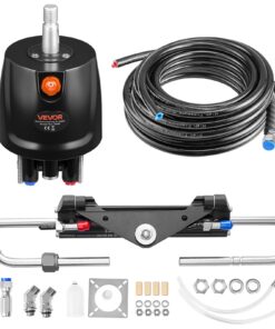 VEVOR Marine Hydraulic Steering Kit for Boats, 150 HP, 6.9 MPa Helm Pump, Cylinder & 6 m Hoses, Single Engine Use