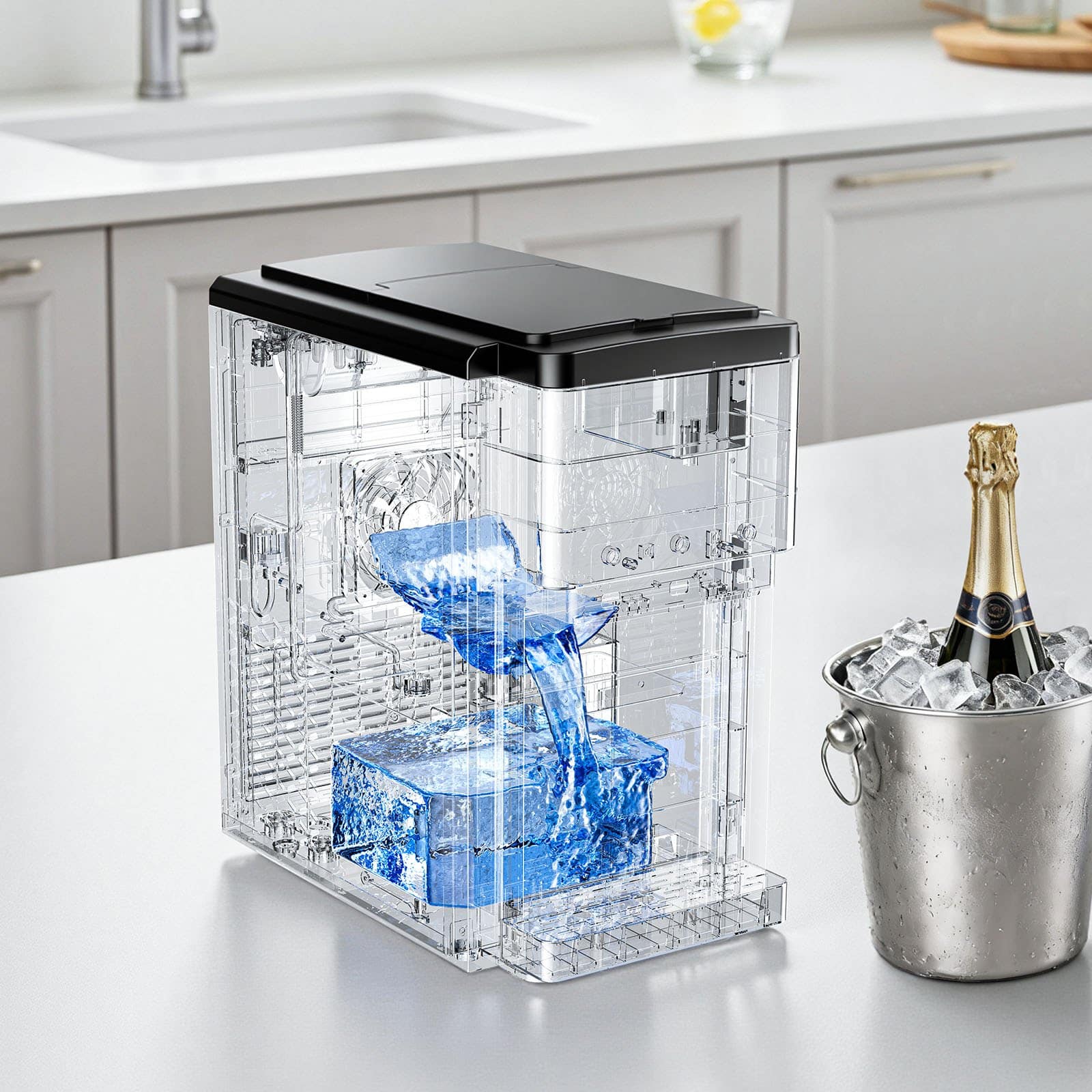 VEVOR 3-in-1 Countertop Water Dispenser with Ice Maker, 16kg/24h, 1.8kg Storage, Crushed & Bullet Ice, Cold Water, Self-Cleaning — изображение 8