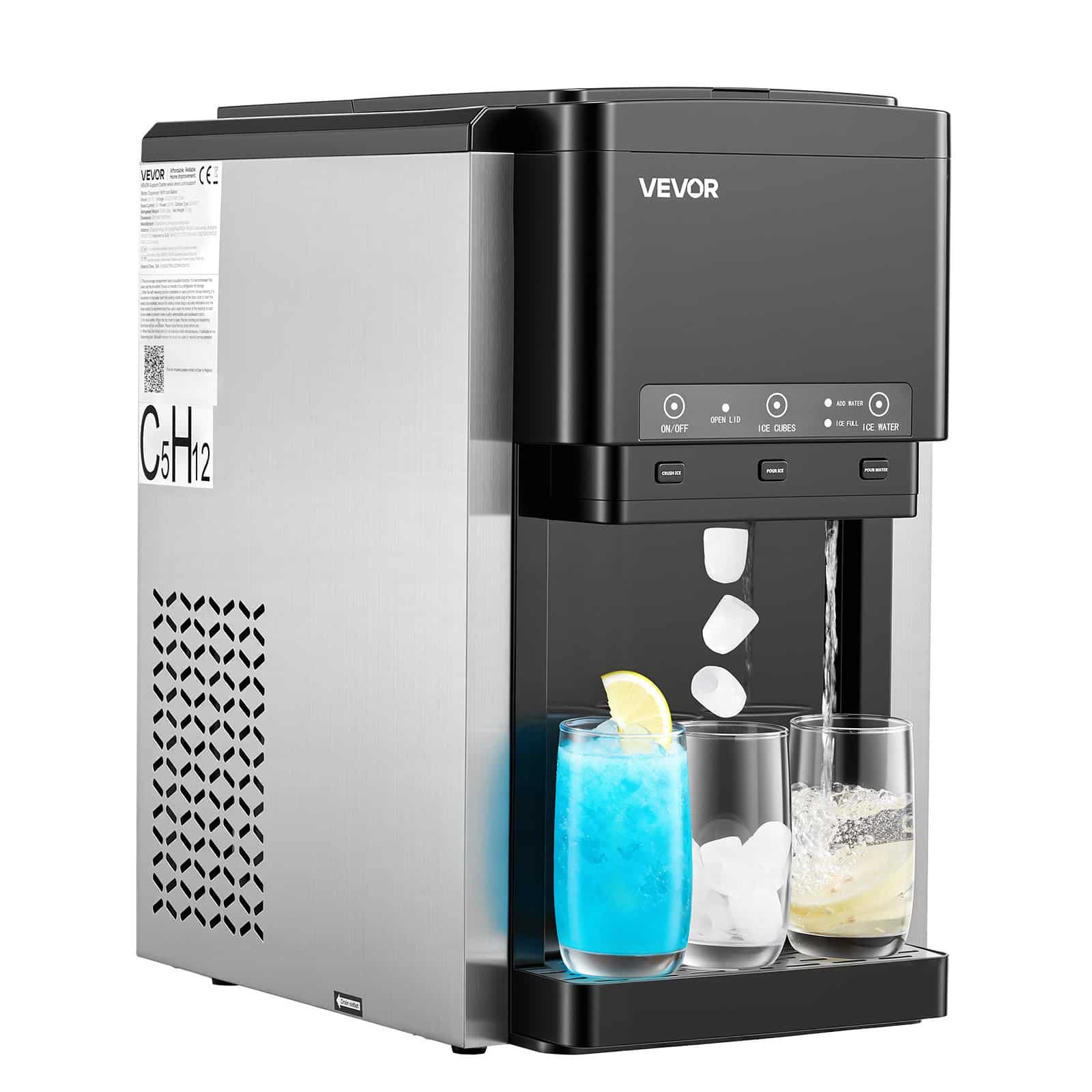 VEVOR 3-in-1 Countertop Water Dispenser with Ice Maker, 16kg/24h, 1.8kg Storage, Crushed & Bullet Ice, Cold Water, Self-Cleaning — изображение 9