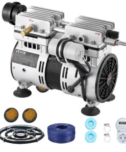 VEVOR аэратор для прудов до 1.2 га, компрессор 590 Вт, шланг 30,5 м, 1 диффузор, комплект для наружной циркуляции кислорода