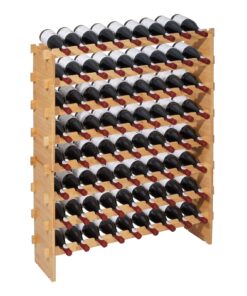 VEVOR 72-Bottle Modular Wine Rack, 8-Tier Freestanding Wooden Shelf, Stackable & Sturdy, Natural Finish, 95.8 cm Wide