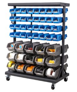VEVOR 7-уровневая двухсторонняя мобильная стойка с 94 пластиковыми ящиками, органайзер для инструментов на колесах для гаража, склада, офиса