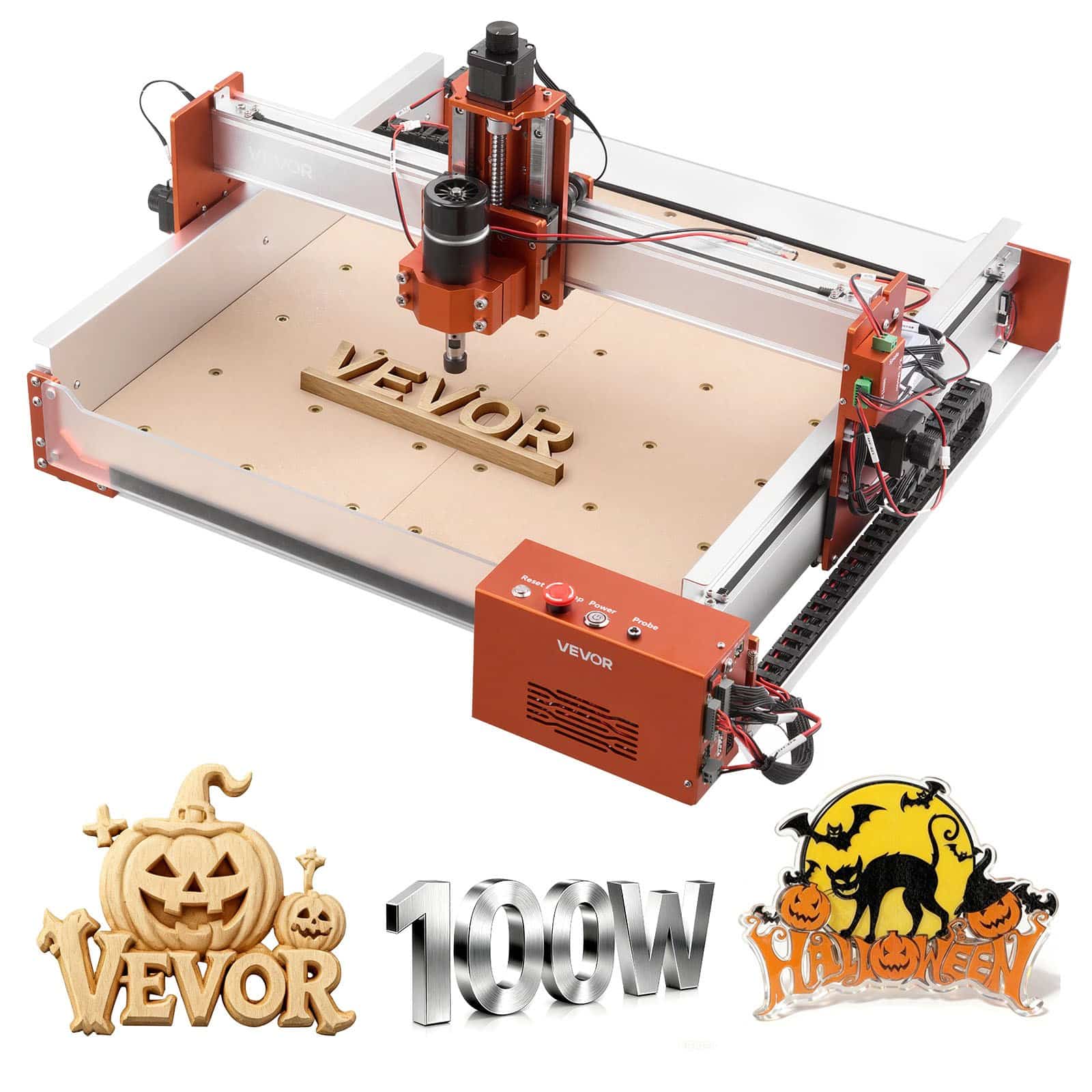 VEVOR 3-Axis CNC Router, 100W Spindle, 400x400x95 mm Work Area, Linear Rail, for Wood Acrylic Plastic Engraving & Cutting
