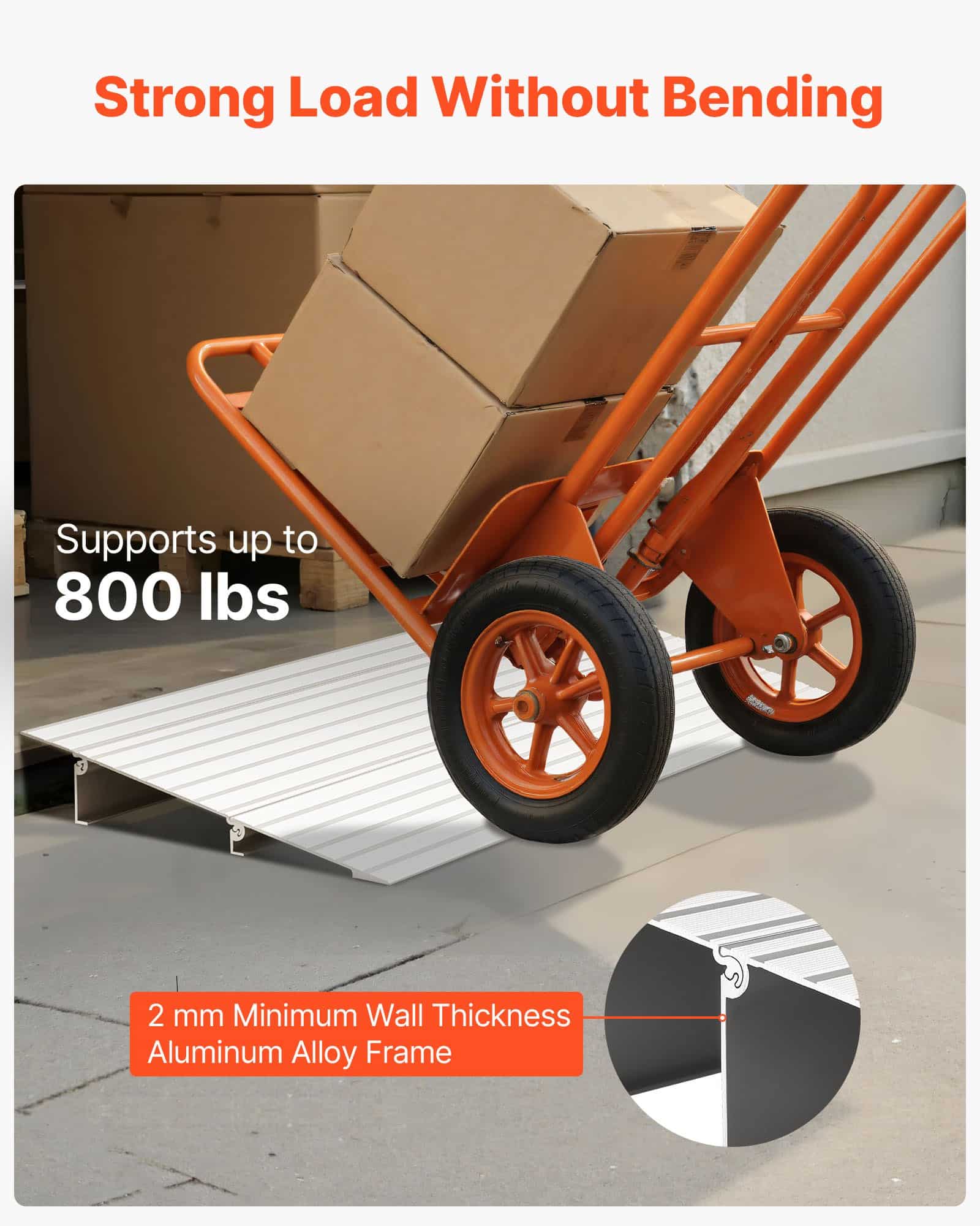 VEVOR Aluminum Threshold Ramp 59mm Rise, 363kg Load, Anti-Slip Door Ramp for Wheelchairs, Scooters, Bikes & Walkers – Indoor/Outdoor — attēls 3