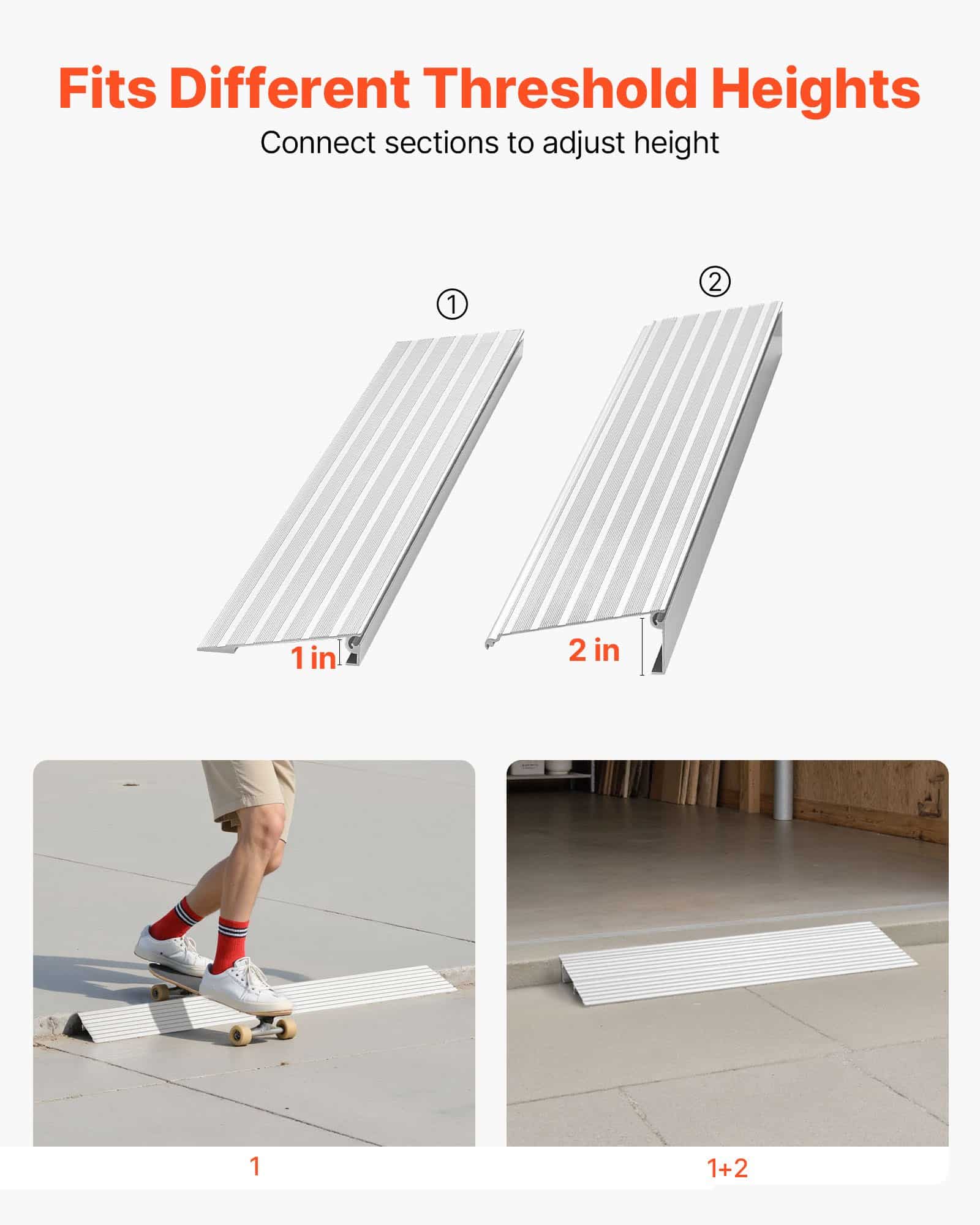 VEVOR Aluminum Threshold Ramp 59mm Rise, 363kg Load, Anti-Slip Door Ramp for Wheelchairs, Scooters, Bikes & Walkers – Indoor/Outdoor — attēls 6