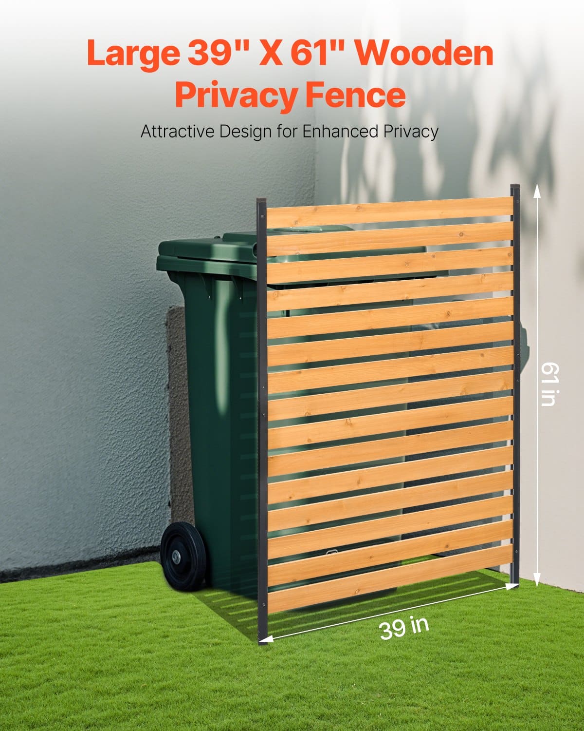 VEVOR Wooden Privacy Fence Panel 99x155 cm – Outdoor AC/Trash Enclosure with Metal Stakes, Easy DIY Garden Installation — изображение 2