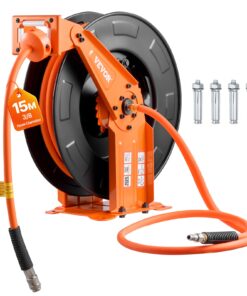 VEVOR atvilkams gaisa šļūtenes ruļļis 15m x 9.5mm, 20 Bar, automātiska savilkšana, dubultā tērauda stiprinājuma sistēma