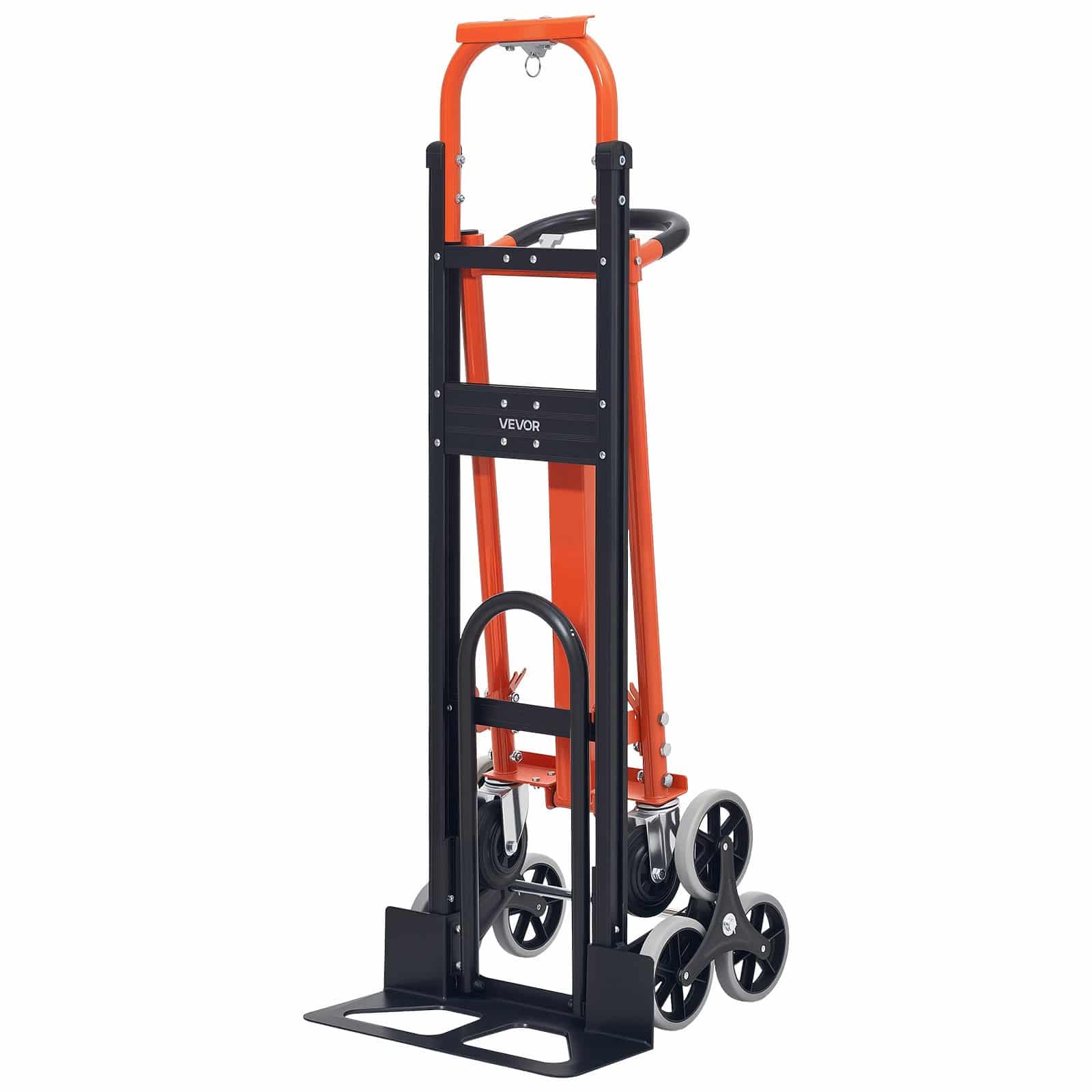 VEVOR 3-in-1 Stair Climbing Hand Truck, 350 kg Load, Foldable Trolley with Tri-Wheel Design for Transport, Orange/Silver — attēls 10