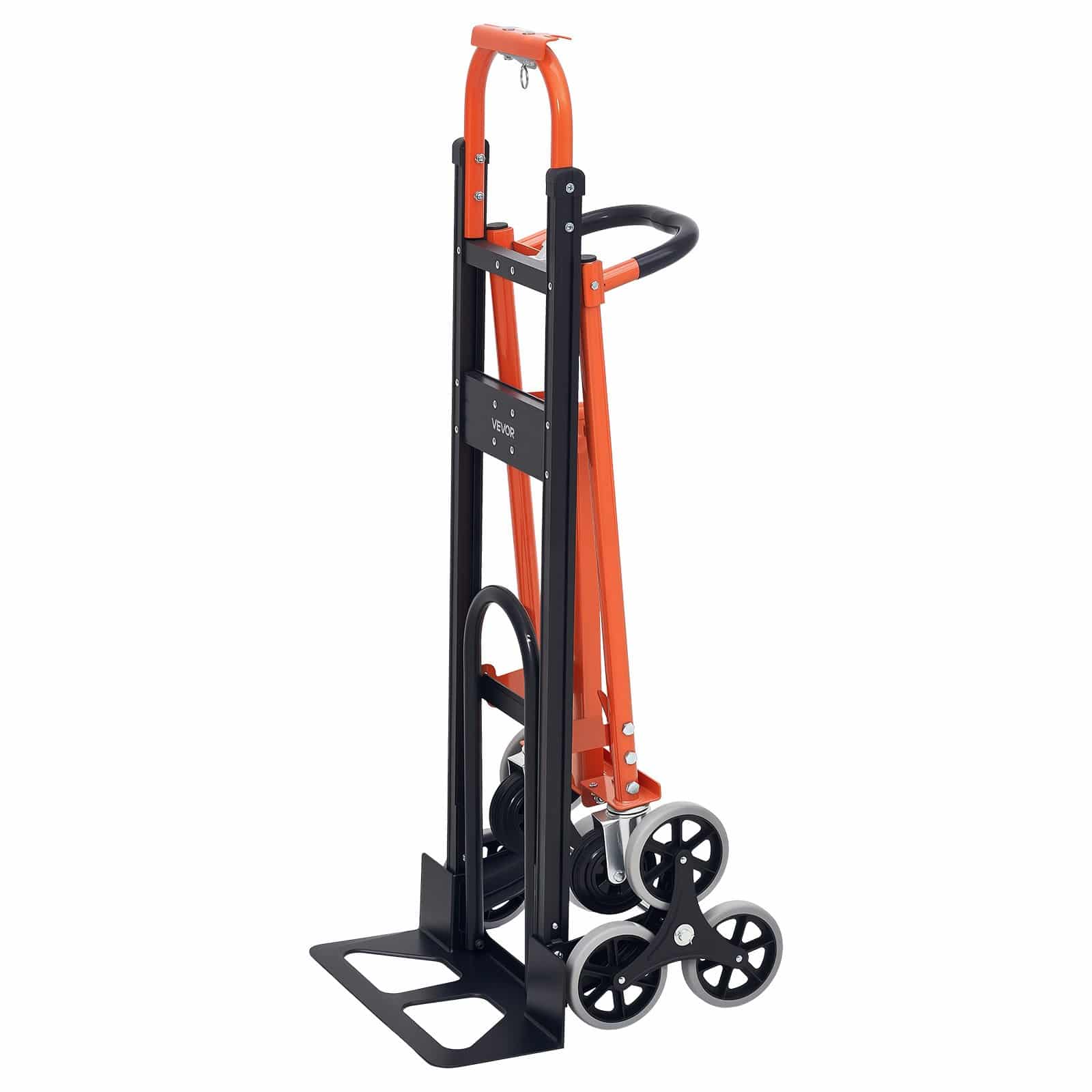 VEVOR 3-in-1 Stair Climbing Hand Truck, 350 kg Load, Foldable Trolley with Tri-Wheel Design for Transport, Orange/Silver — attēls 9