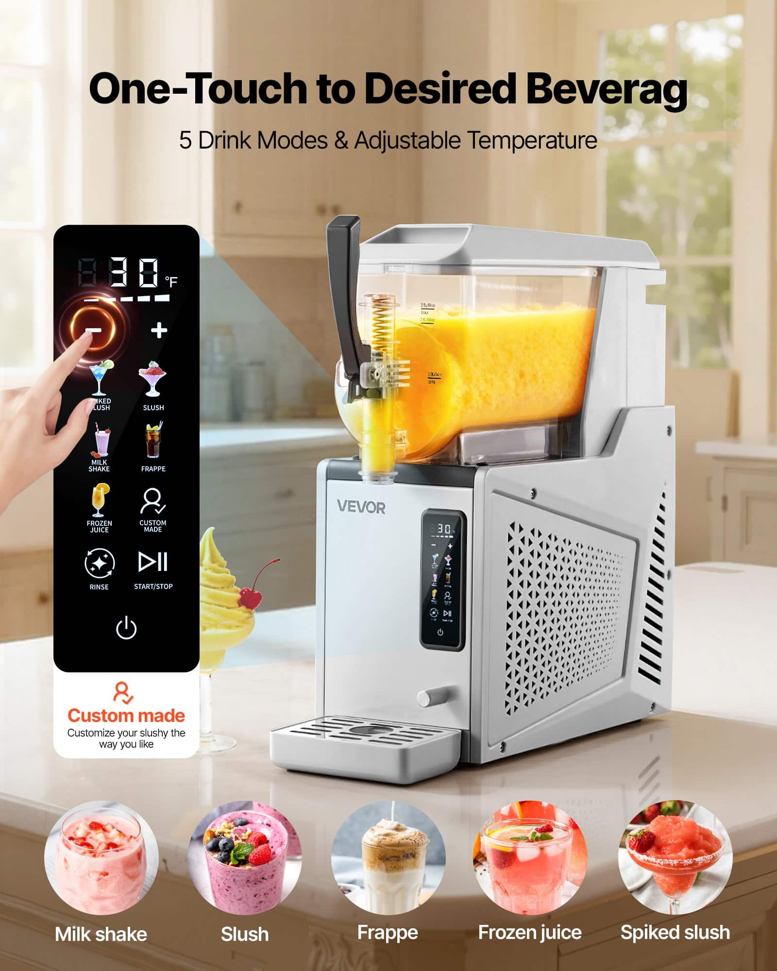 VEVOR 3L Slushie Machine with Self-Cleaning – Frozen Drink Maker for Home, Cocktails, Margaritas, Milkshakes & More - Image 2