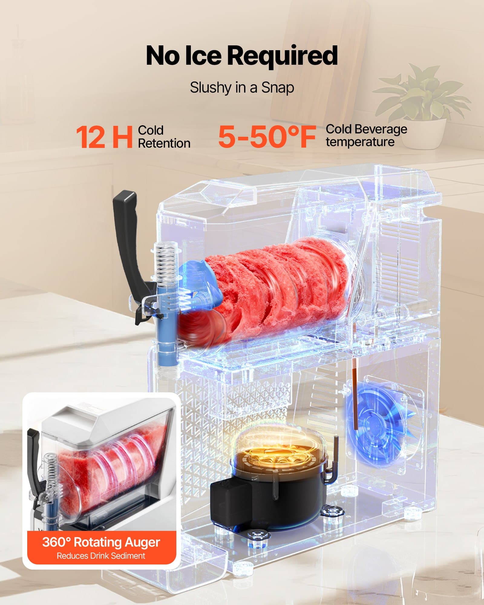 VEVOR 3L Slushie Machine with Self-Cleaning – Frozen Drink Maker for Home, Cocktails, Margaritas, Milkshakes & More - Image 3