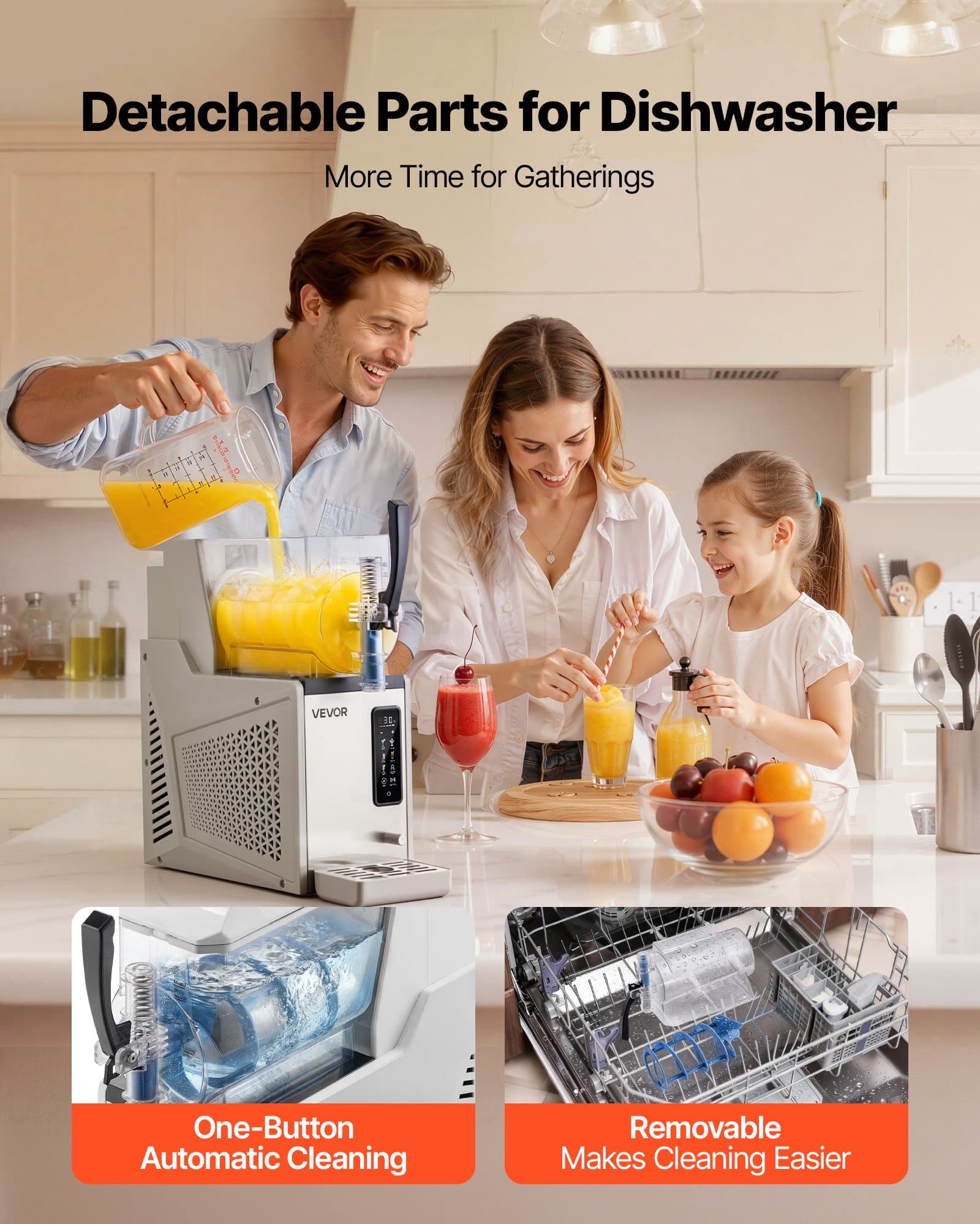 VEVOR 3L Slushie Machine with Self-Cleaning – Frozen Drink Maker for Home, Cocktails, Margaritas, Milkshakes & More - Image 5